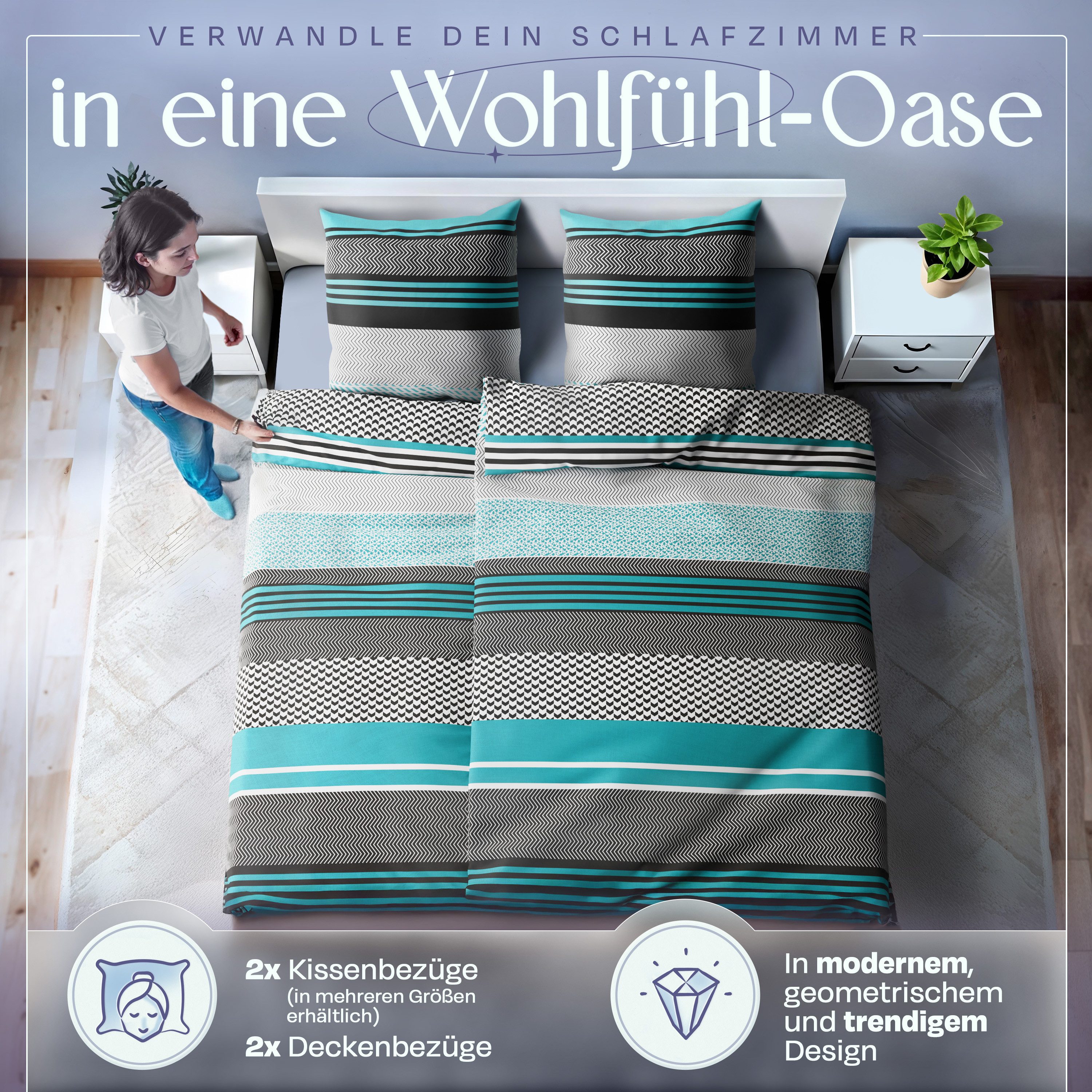 Sentidos Bettwäsche Set 135x200cm 4teilig %100 Baumwolle, Baumwolle, 4 teil günstig online kaufen