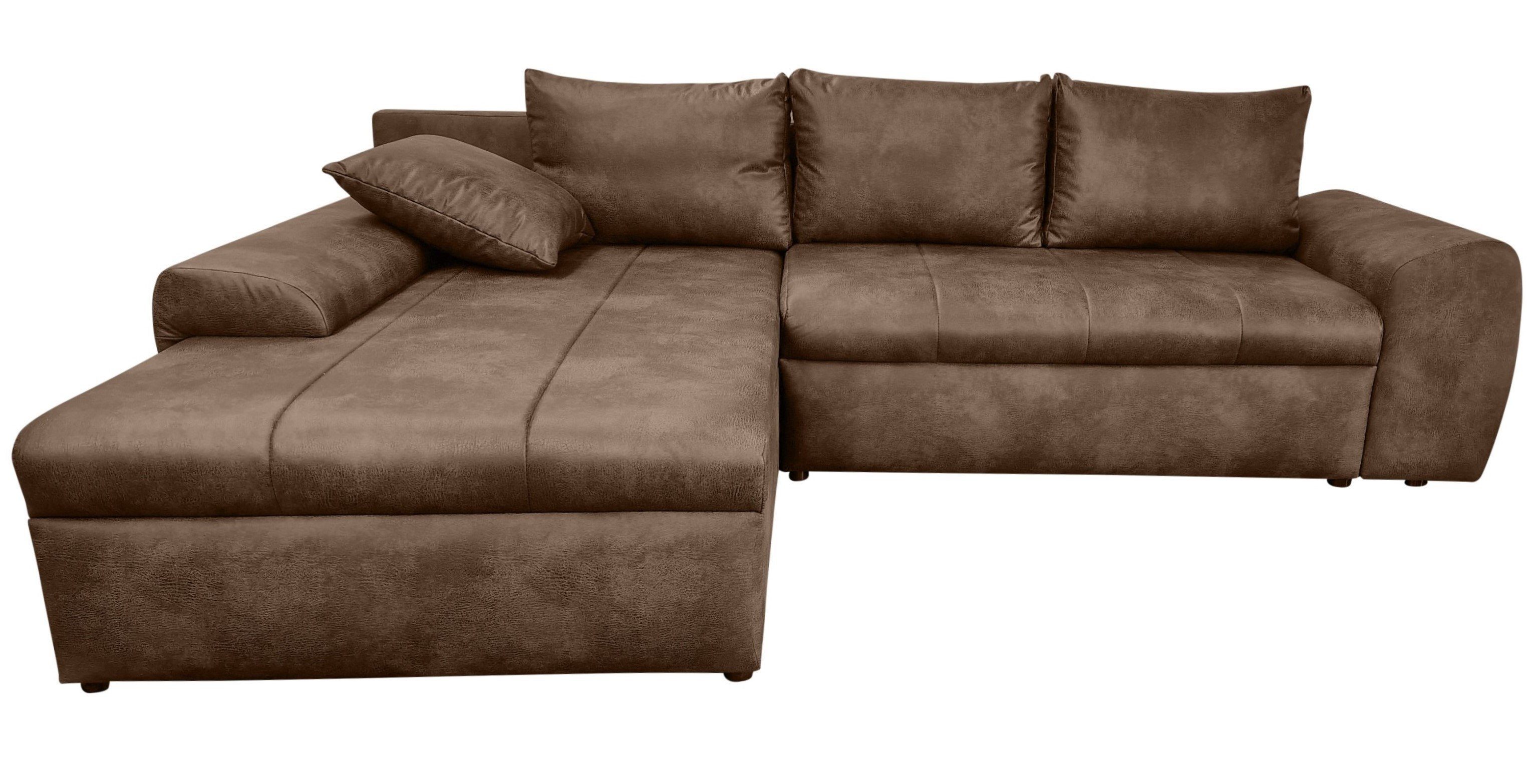 luma-home Ecksofa 18014, mit Bettfunktion 266x186 günstig online kaufen