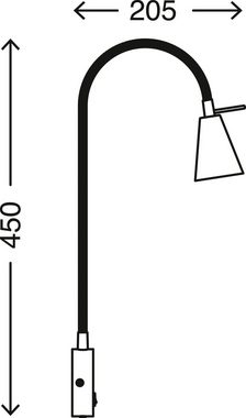 Briloner Leuchten Bettleuchte 2082-015, LED wechselbar, Warmweiß, schwarz, flexibler Arm, inkl. An/Aus Schalter, inkl. 1xLED/GU10