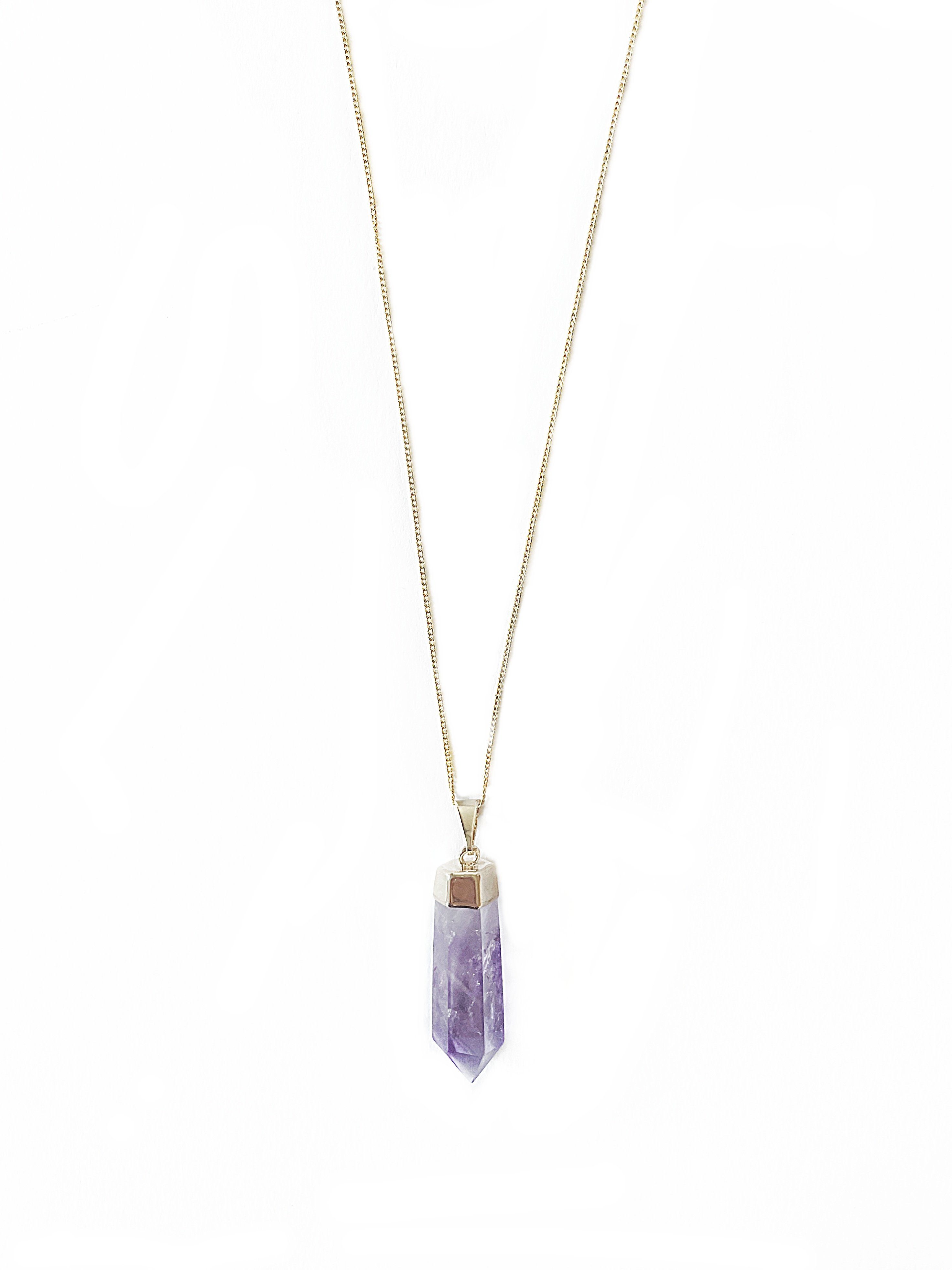 Crystal and Sage Jewelry Kette mit Anhänger Amethyst Halskette vergoldet oder versilbert