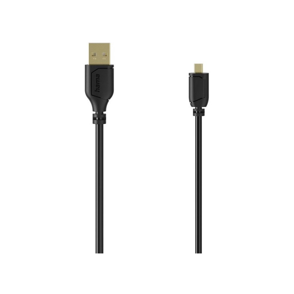 Hama Hama Mini-USB-Kabel Flexi-Slim 0,75m schwarz Smartphone-Adapter Mini-USB zu Mini-USB, Flexibles Slim-Design