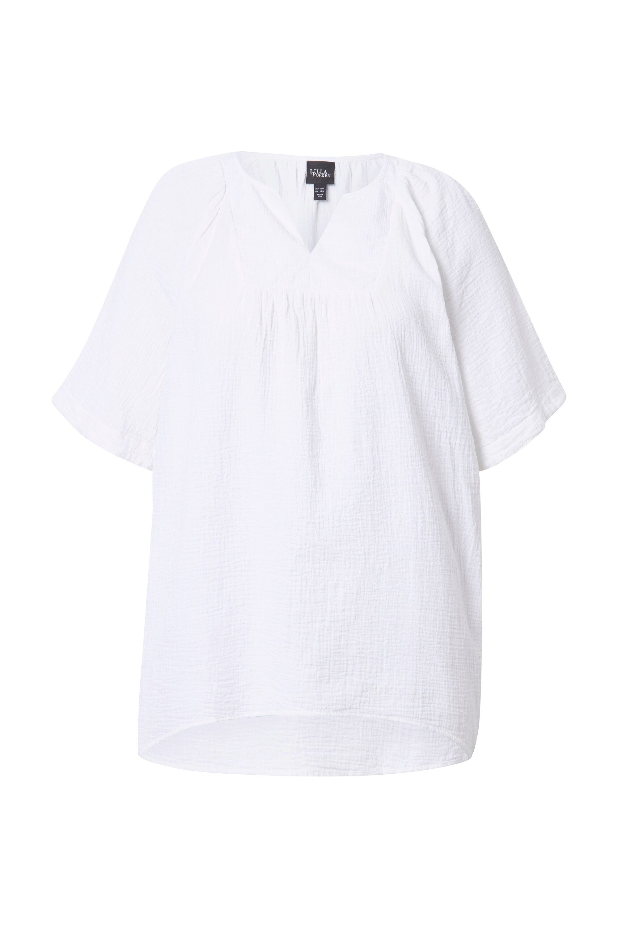 Ulla Popken Tunika Musselin-Bluse A-Linie Tunika-Ausschnitt Halbarm