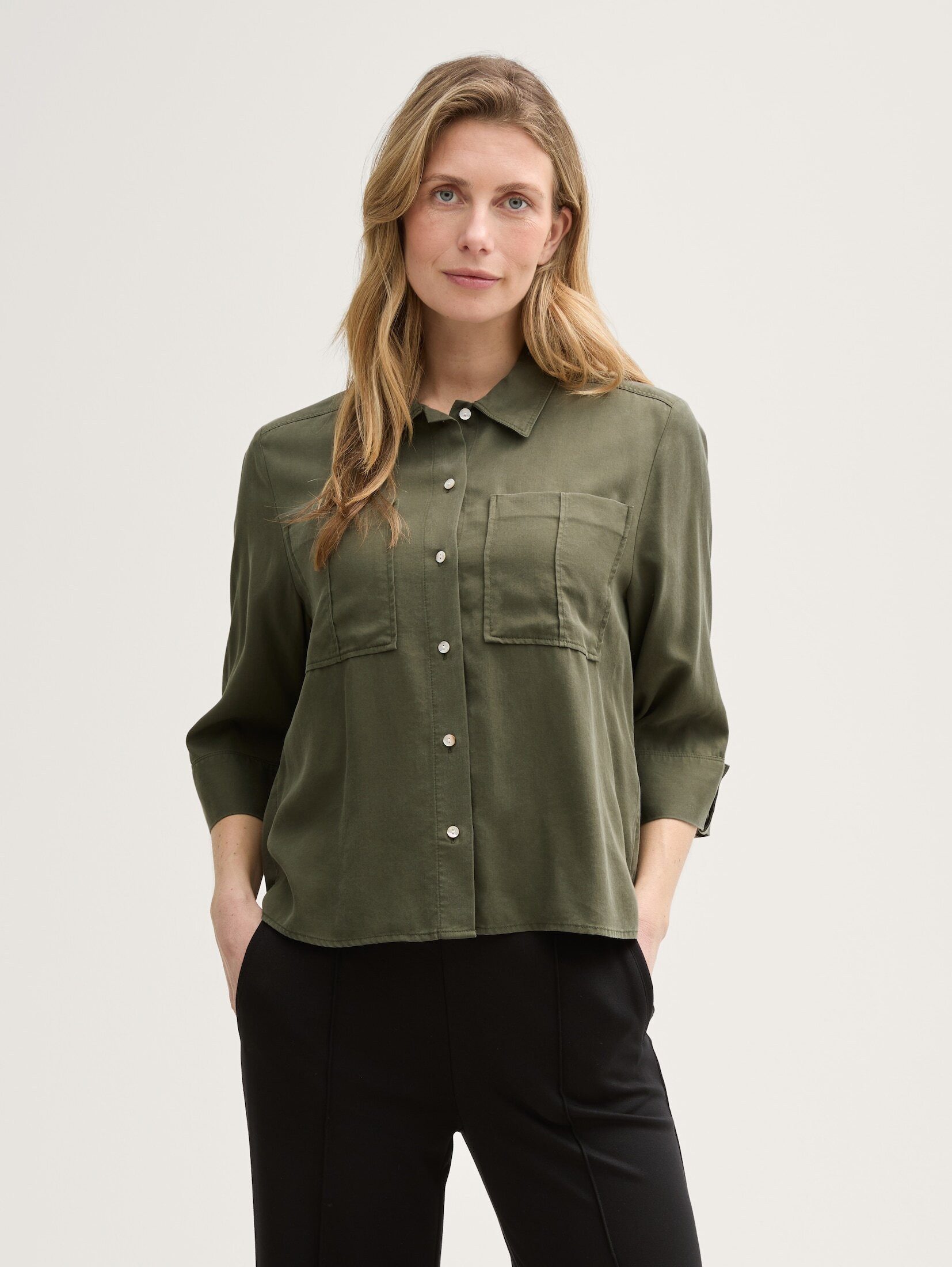 Langarmbluse Bluse im Utility-Look