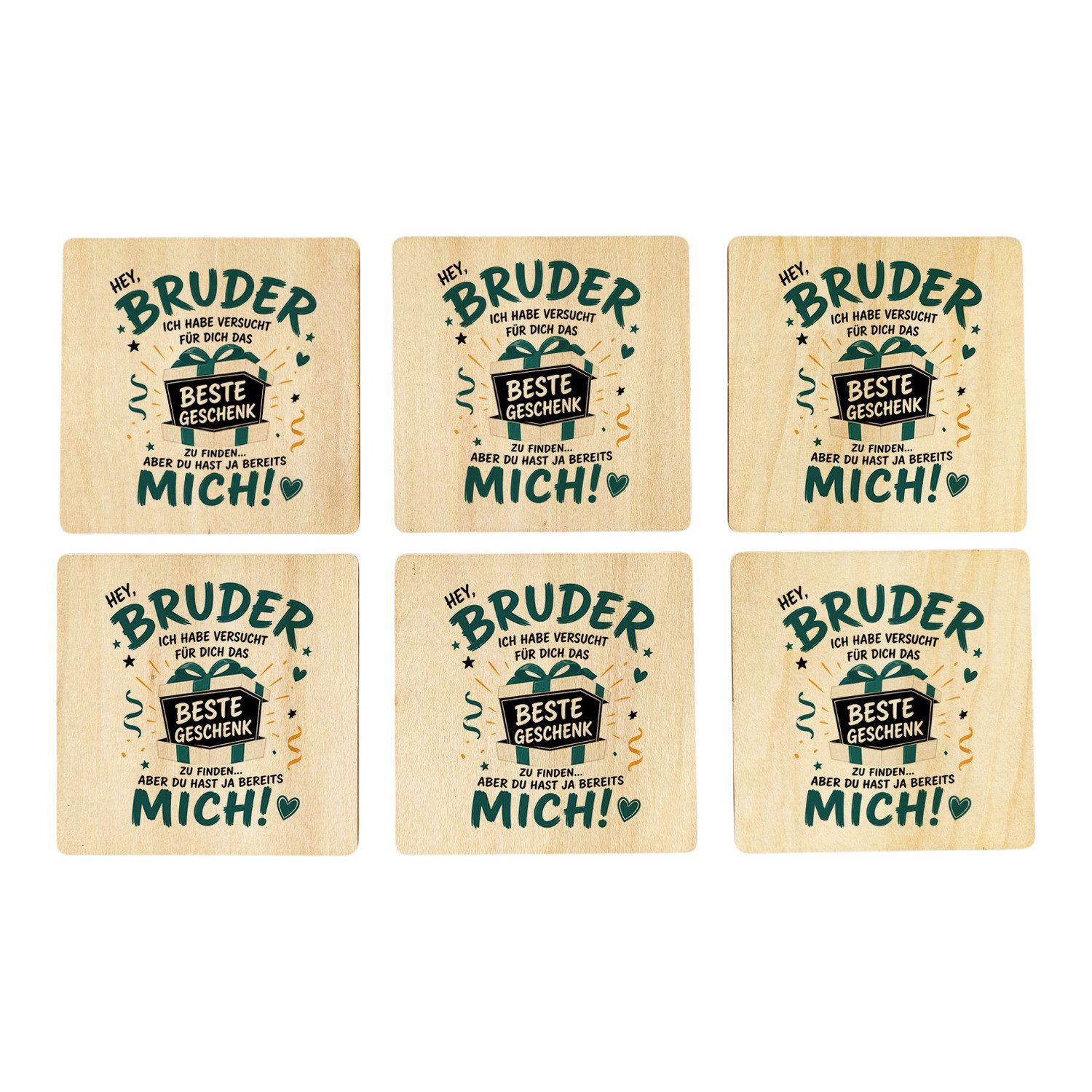 speecheese Glasuntersetzer 6er Set Untersetzer Holz Moin ihr Fischköppe ...