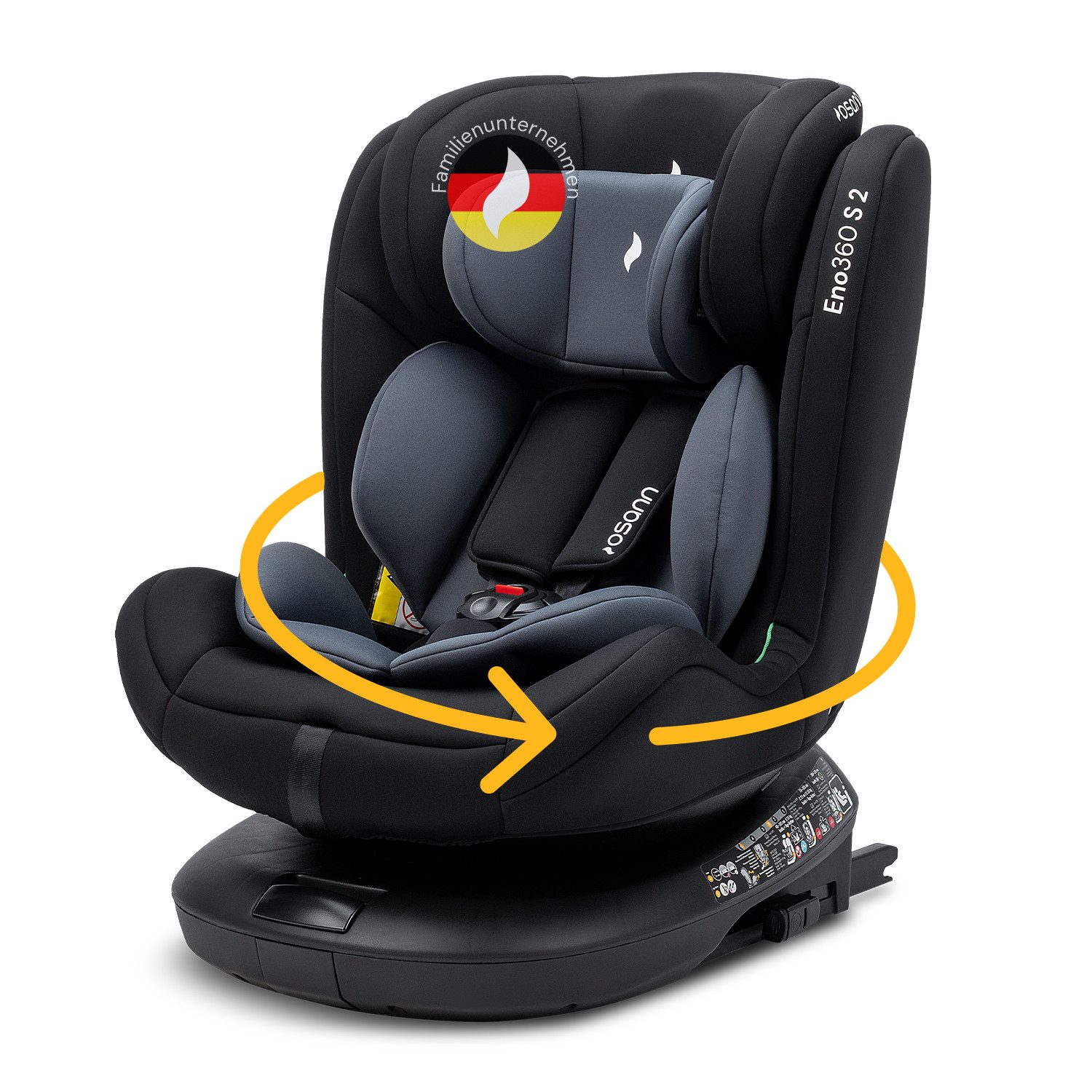 Osann Autokindersitz Eno360 S 2, Reboarder 360 Grad drehbar, Kindersitz mit Isofix, ab: Geburt, bis: 12 Jahre, ab: 40 cm, bis: 150 cm, Mitwachsendes Gurtsystem, 5 Sitzpositionen, optimierte Gurtführung