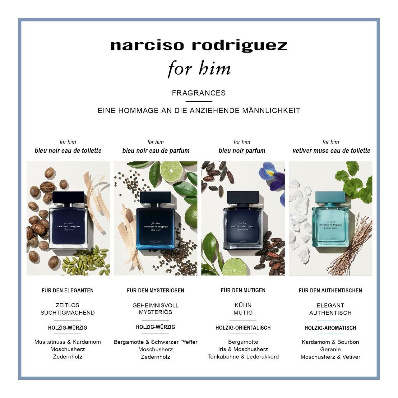 narciso rodriguez Eau de Toilette For Him Vetiver Musc EdT Nat. Spray, für Alle Hauttypen vegan
