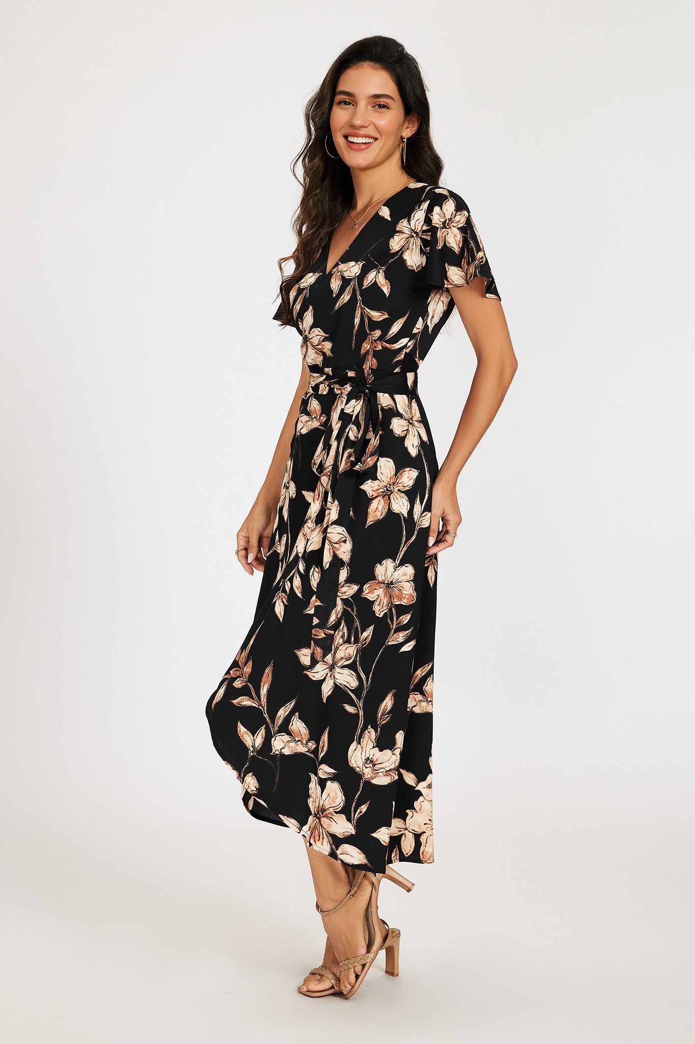 FS Collection Wickelkleid Damen Sommerkleid Freizeitkleid Wickelkleid Maxikleid V-Ausschnitt (XS (EU:36 / UK:8) · S (EU:38 / UK:10) · M (EU:40 / UK:12) · L (EU: – Bild 5 von 5