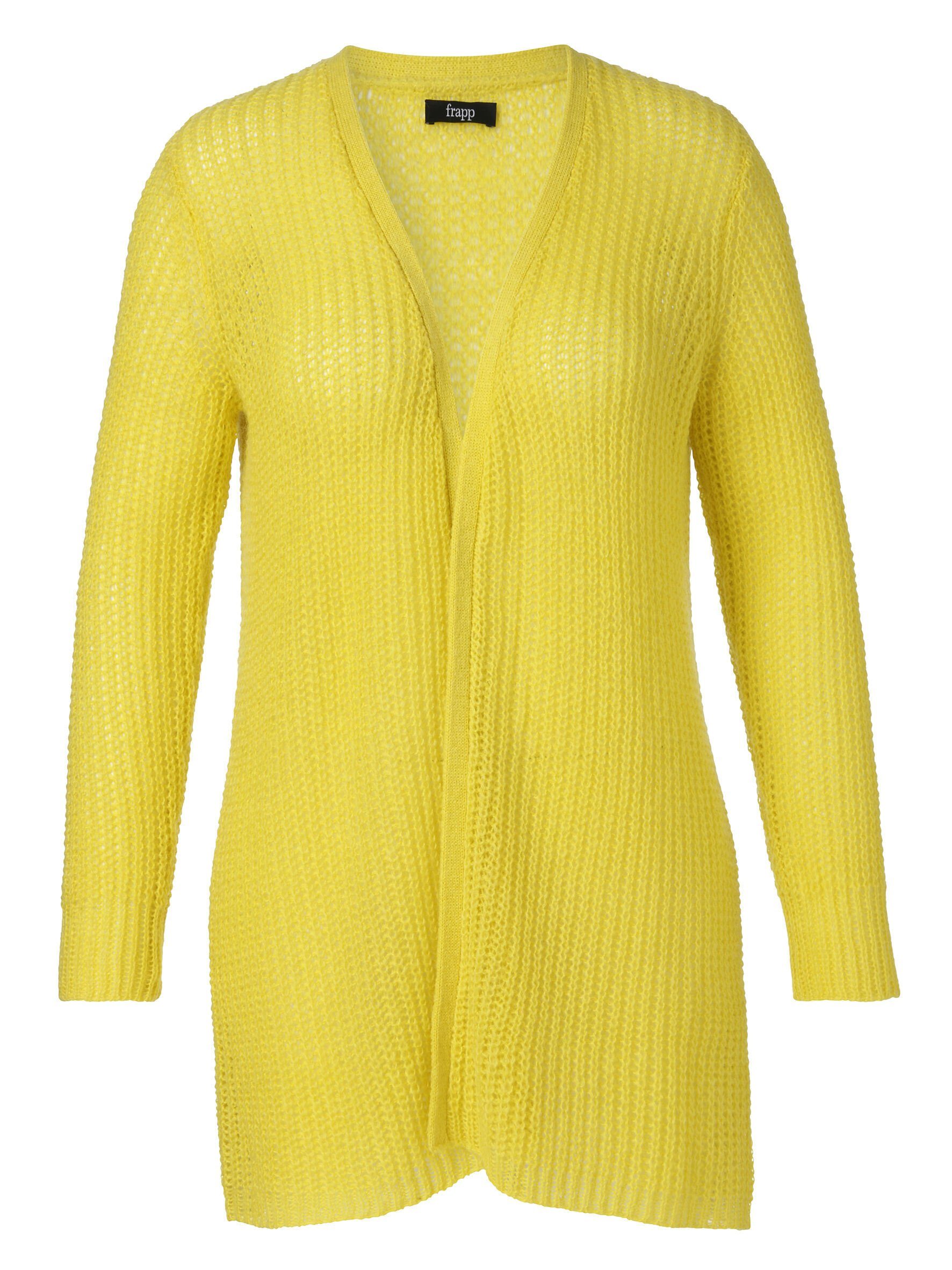 FRAPP Strickjacke aus unifarbenem Stoff yellow