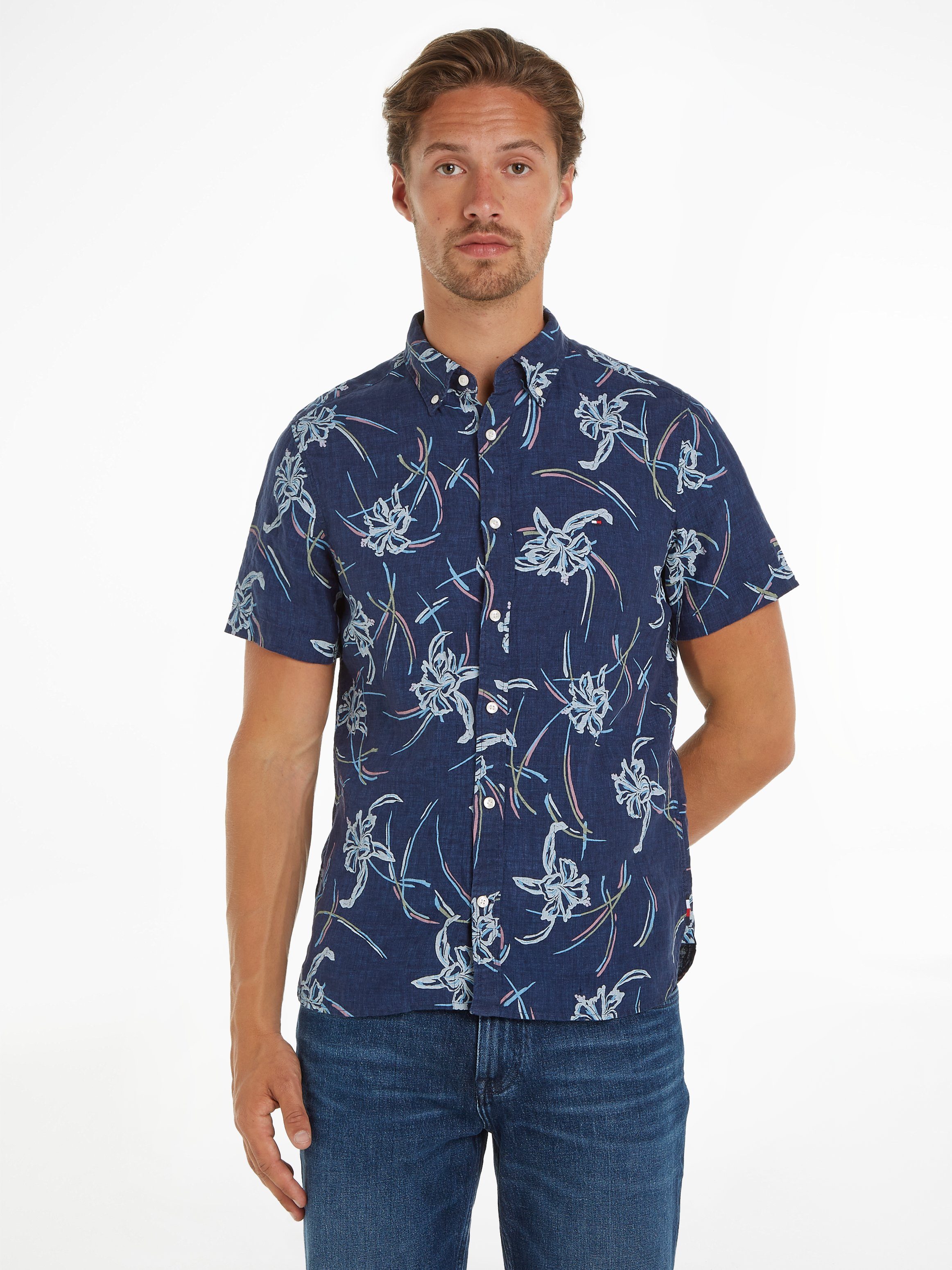 Tommy Hilfiger Leinenhemd LI TROPICAL PRT SF SHIRT mit tropischen Print