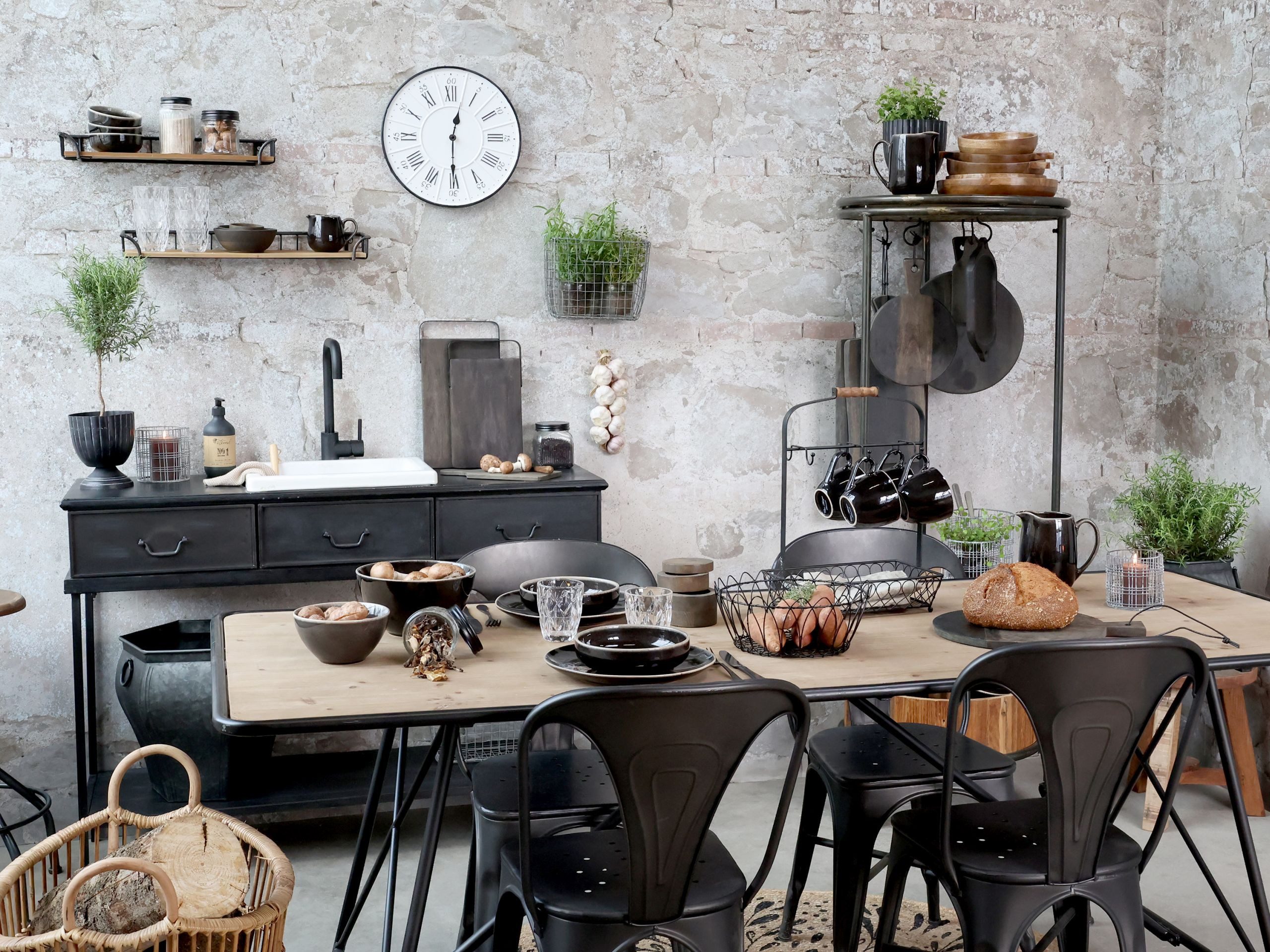 Chic Antique Esstisch Industrial Esstisch Easy Slim Metall Holz 200 cm