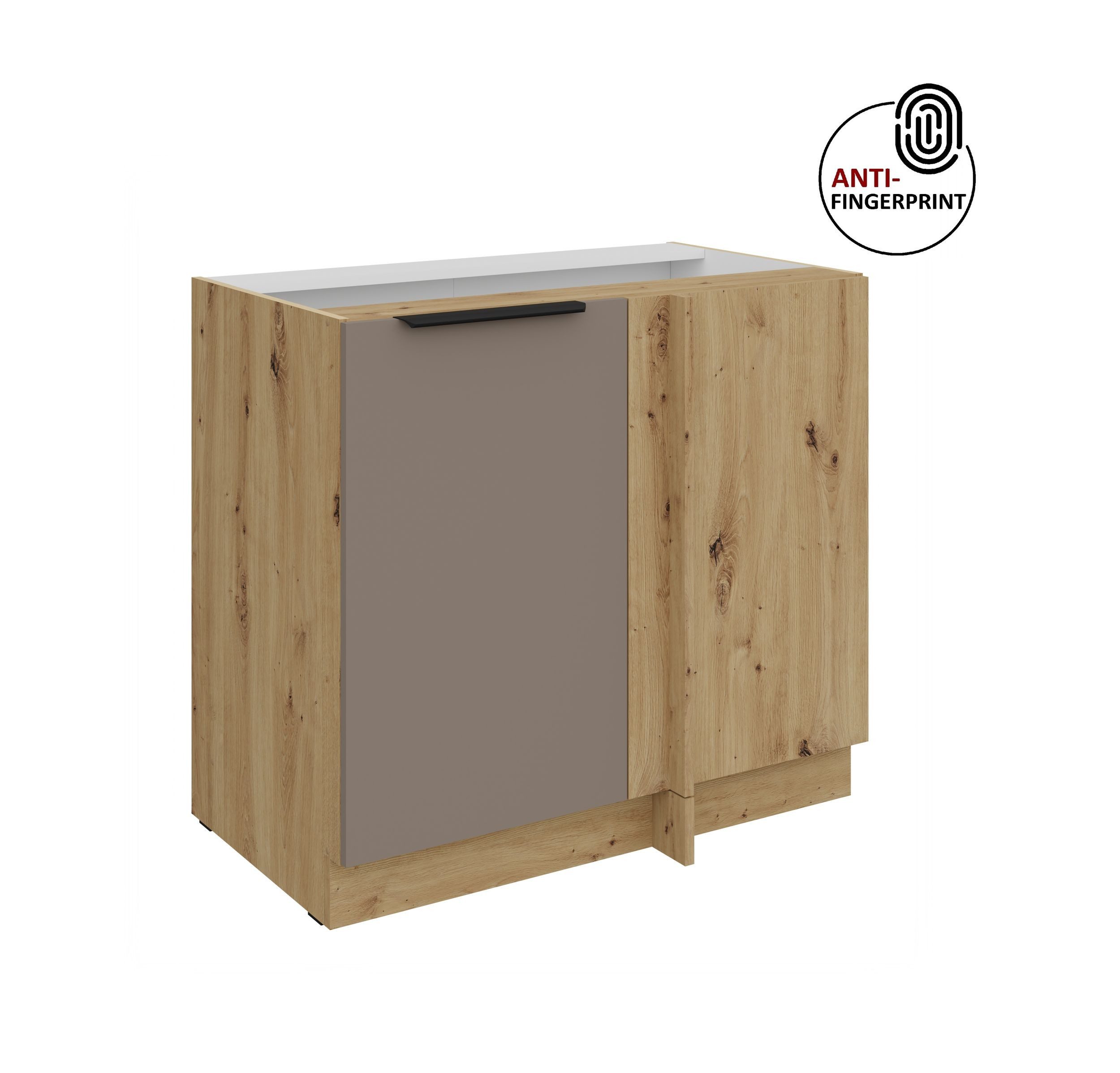 Küchen-Preisbombe Eckunterschrank 105 cm Küche ARIA Sandgrau ultra matt Anti Fingerprint Küchenzeile