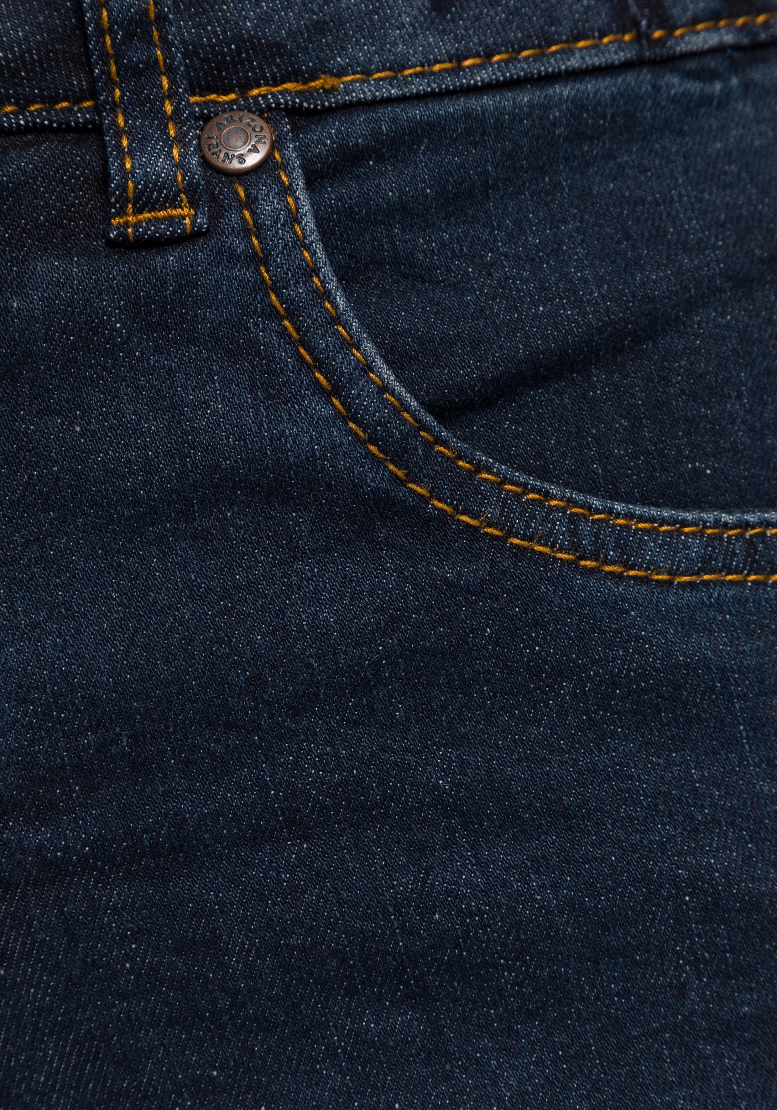Arizona Slim-fit-Jeans Gummizugeinsatz Waist seitlichem mit rinsed High Bund
