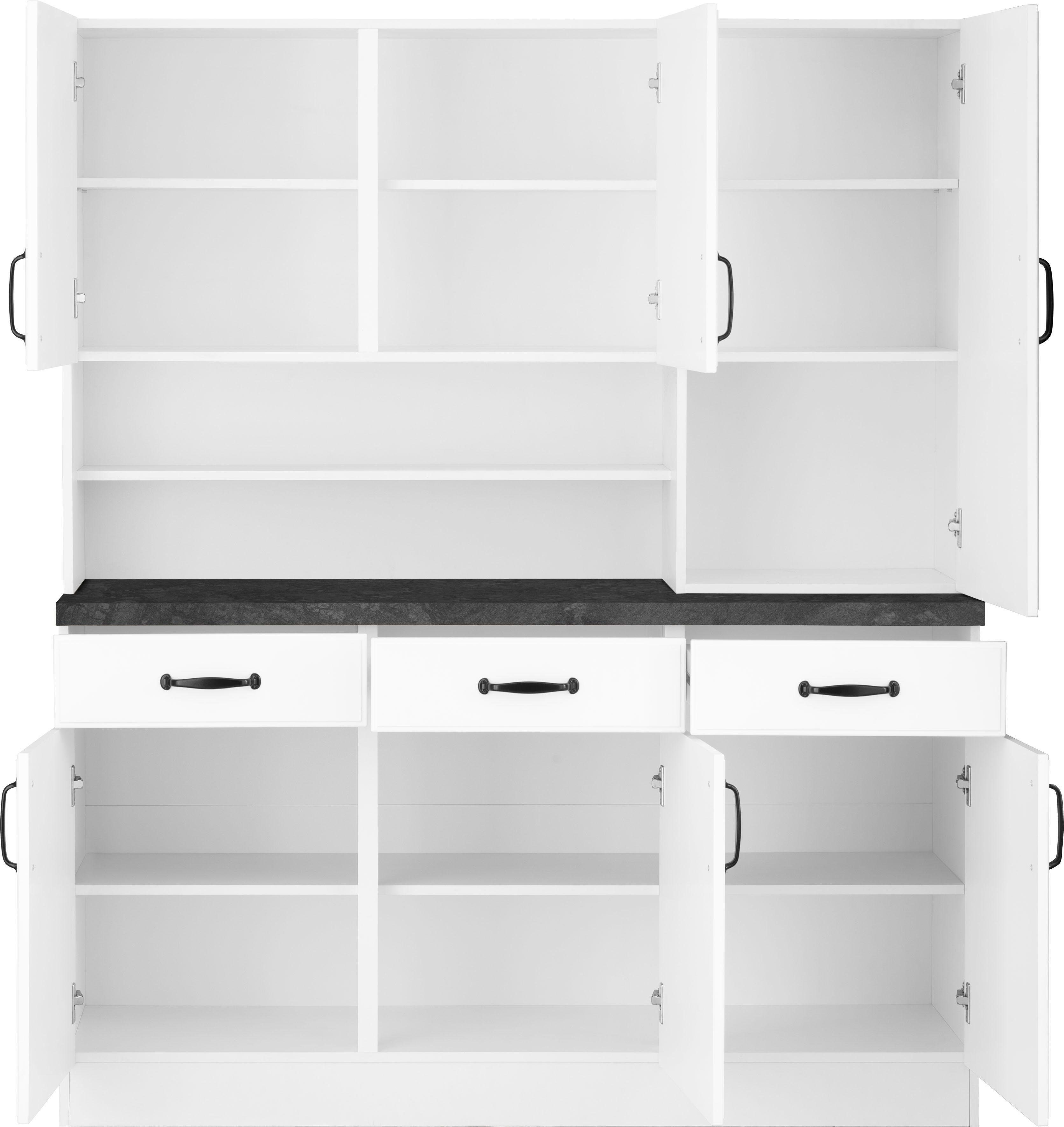 Kassettenfront 150 cm weiß mit Erla Küchen | wiho weiß/granit schwarz Küchenbuffet breit