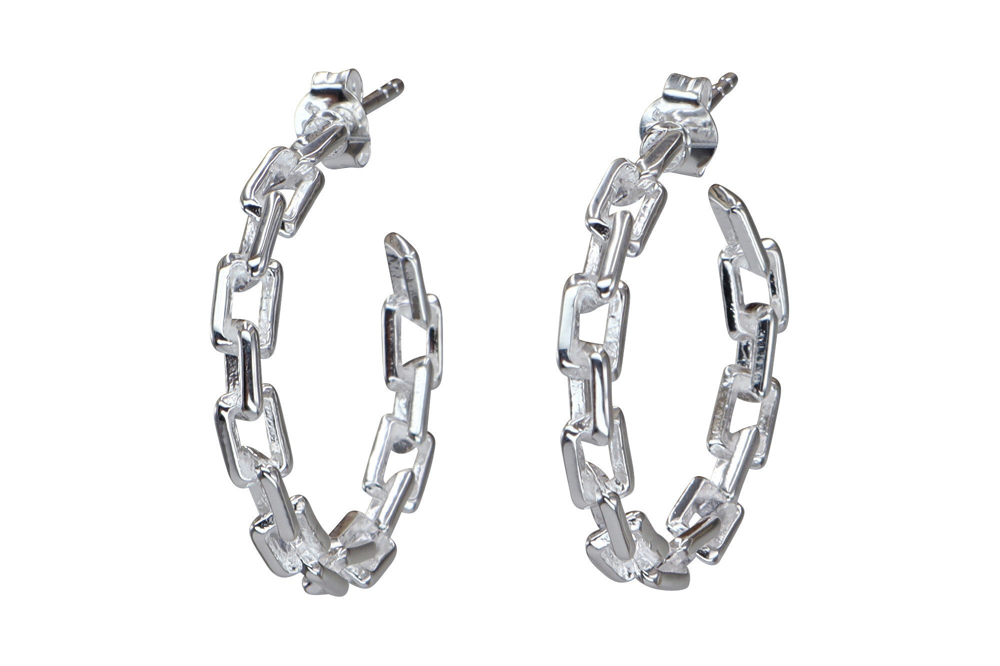 SILBERMOOS Paar Creolen Creolen mit Ankerelementen, 925 Sterling Silber