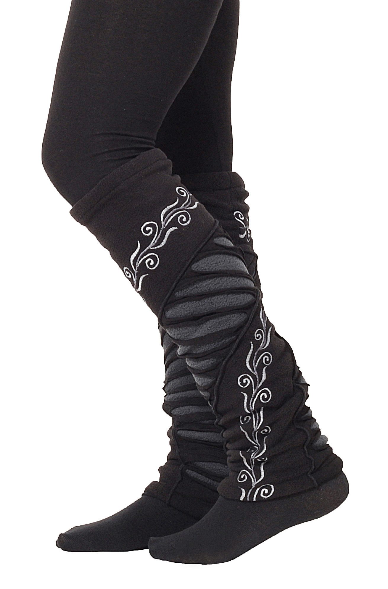 PUREWONDER Beinstulpen Stulpen Beinstulpen Patchwork für Damen, Beinwärmer Nr. 26 Schwarz (1 Paar) Einheitsgröße – Bild 3 von 4