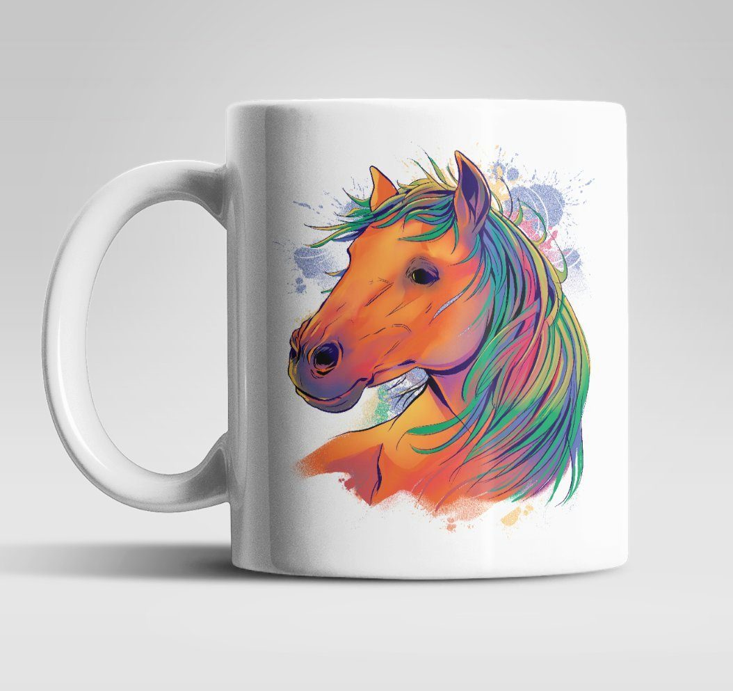 Teetasse, Weiß 330 Pferd Kaffeetasse ml WS-Trend Tasse Keramik, Kakaotasse