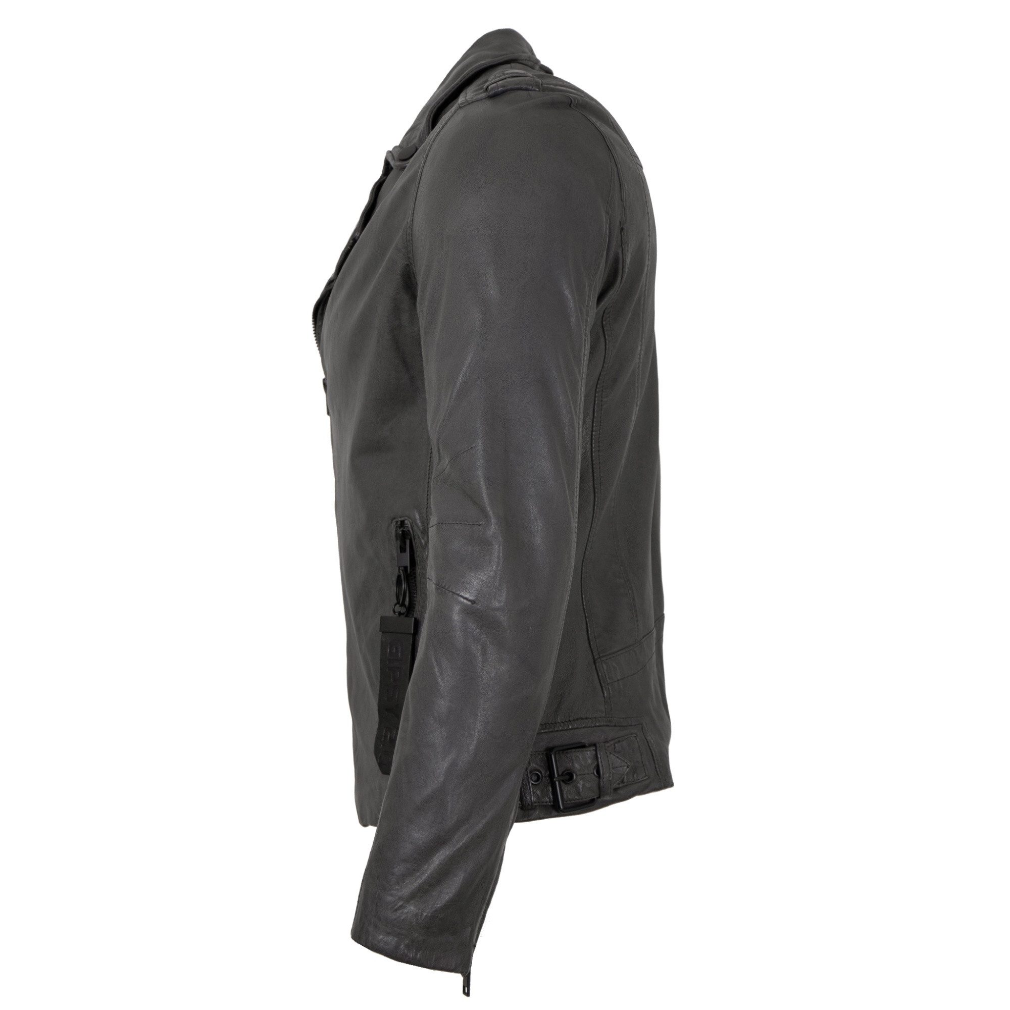 Mauritius Lederjacke G2MRotys Mauritius - Herren Lederjacke Bikerjacke Lammnappa grau