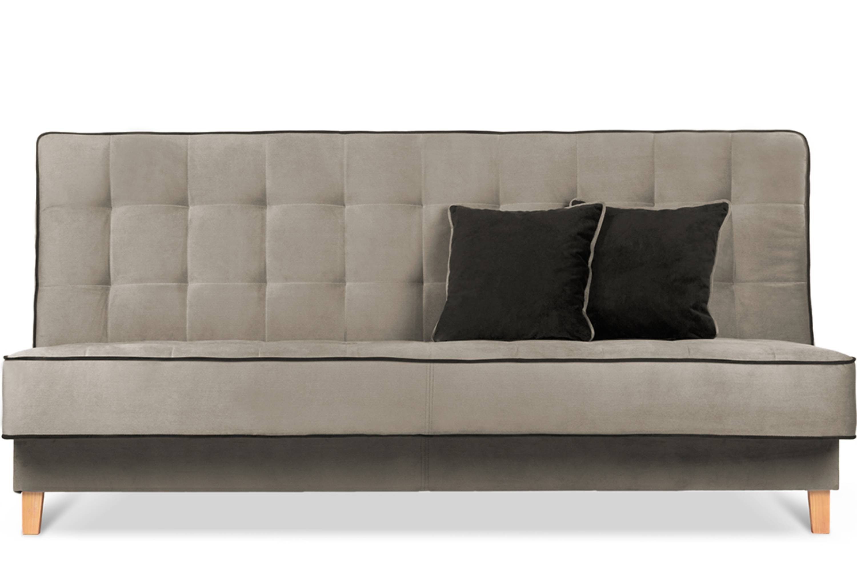Konsimo Schlafsofa DOZER Sofa 3 ausziehbare Wellenunterfederung 197x120cm, | / beige Liegefläche: Personen, mit beige braun Velours