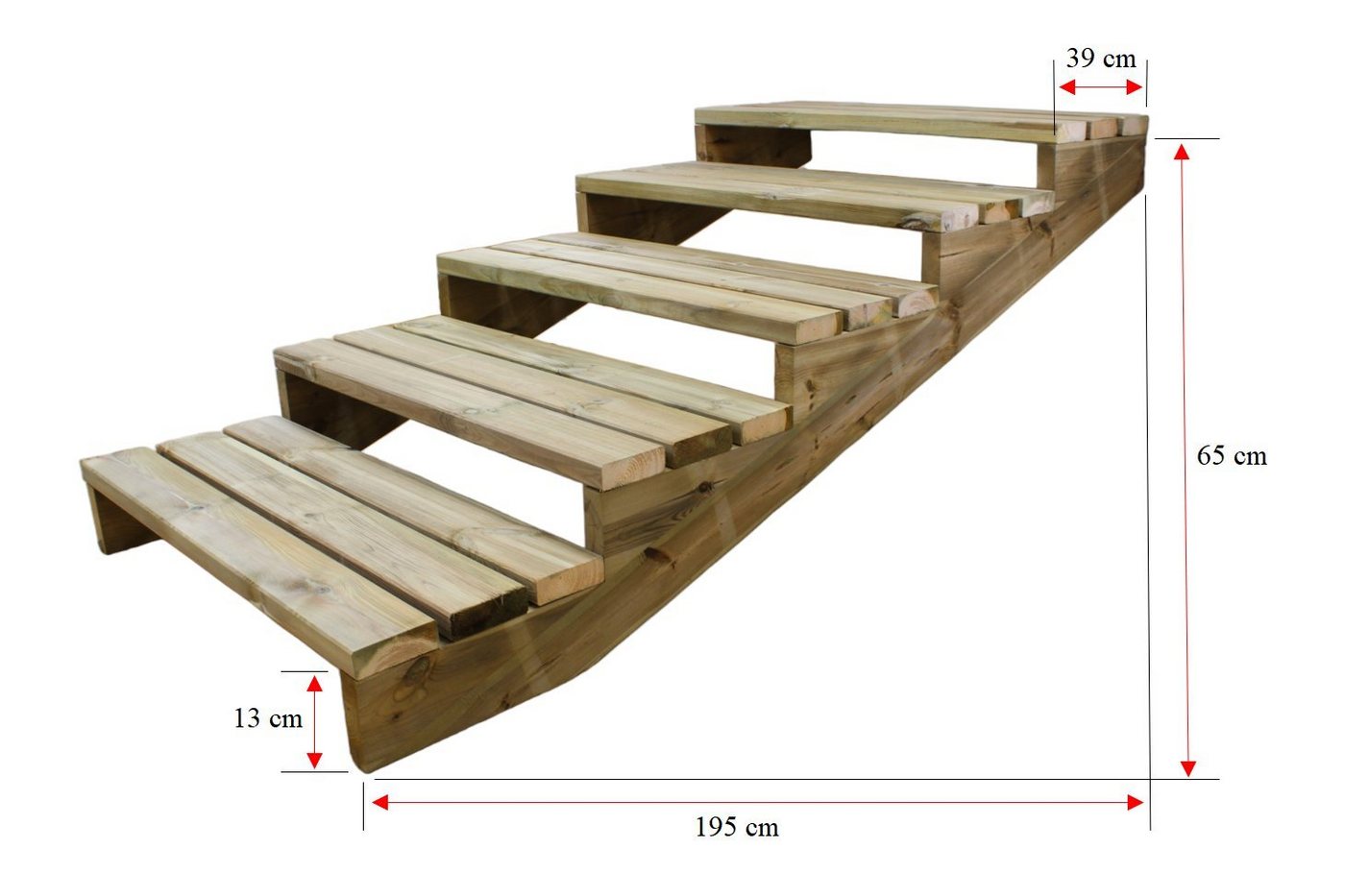 Thumbnail - Gartenwelt Riegelsberger Außentreppe Terrassentreppe XL Breite 95 cm Treppe Kiefer kesseldruckimprägniert