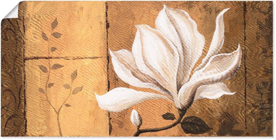 Artland Wandbild Magnolie an Gold-Braun, Blumen (1 St), als Alubild,  Leinwandbild, Wandaufkleber oder Poster in versch. Größen