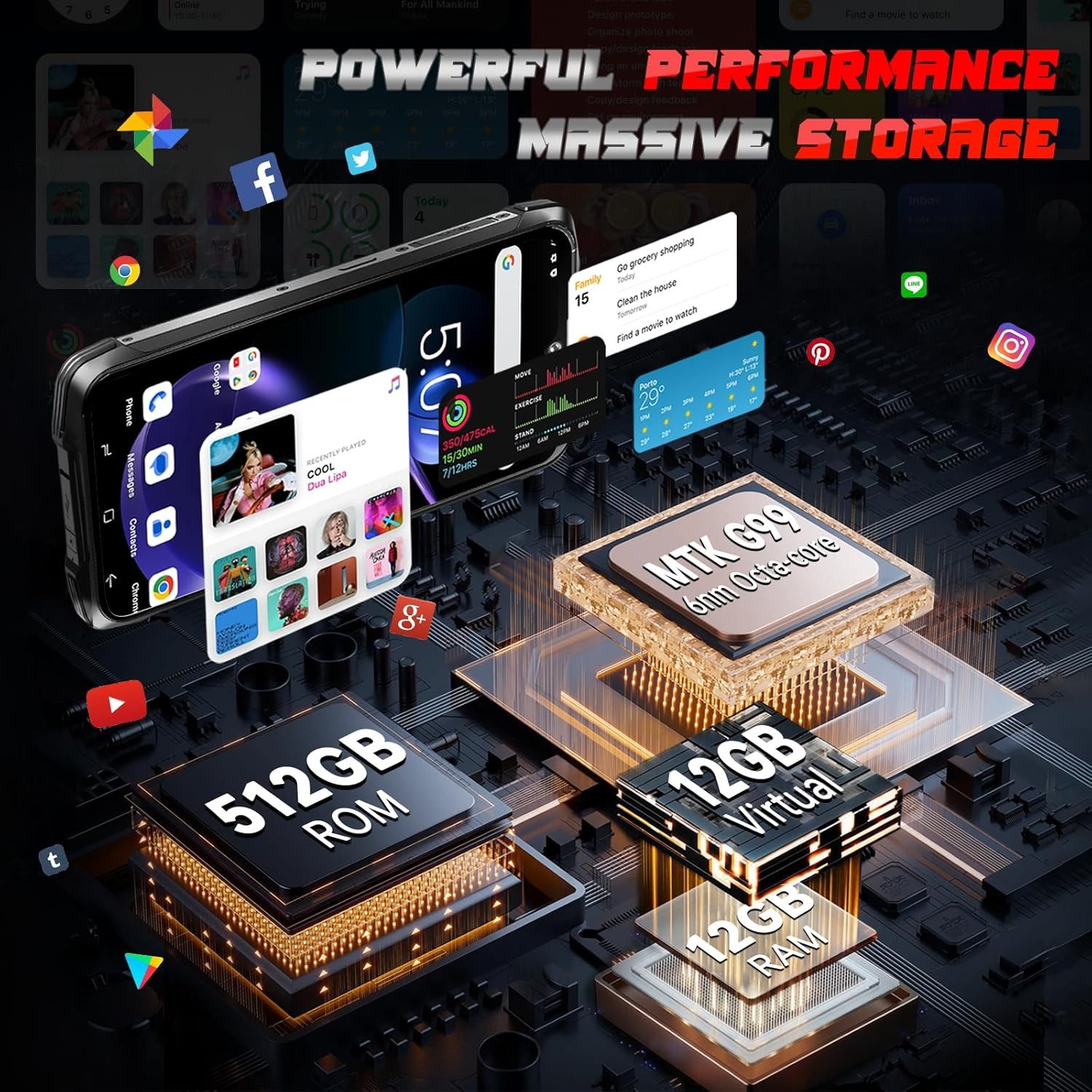 Cubot KingKong 9 24+512G Android 14 Outdoor Smartphone (16,71 cm/6.58 Zoll, 512 GB Speicherplatz, 100 MP Kamera, IP68 Wasserdicht Baustellenhandy, 10600mAh, Dual SIM 4G, NFC, OTG, GPS)