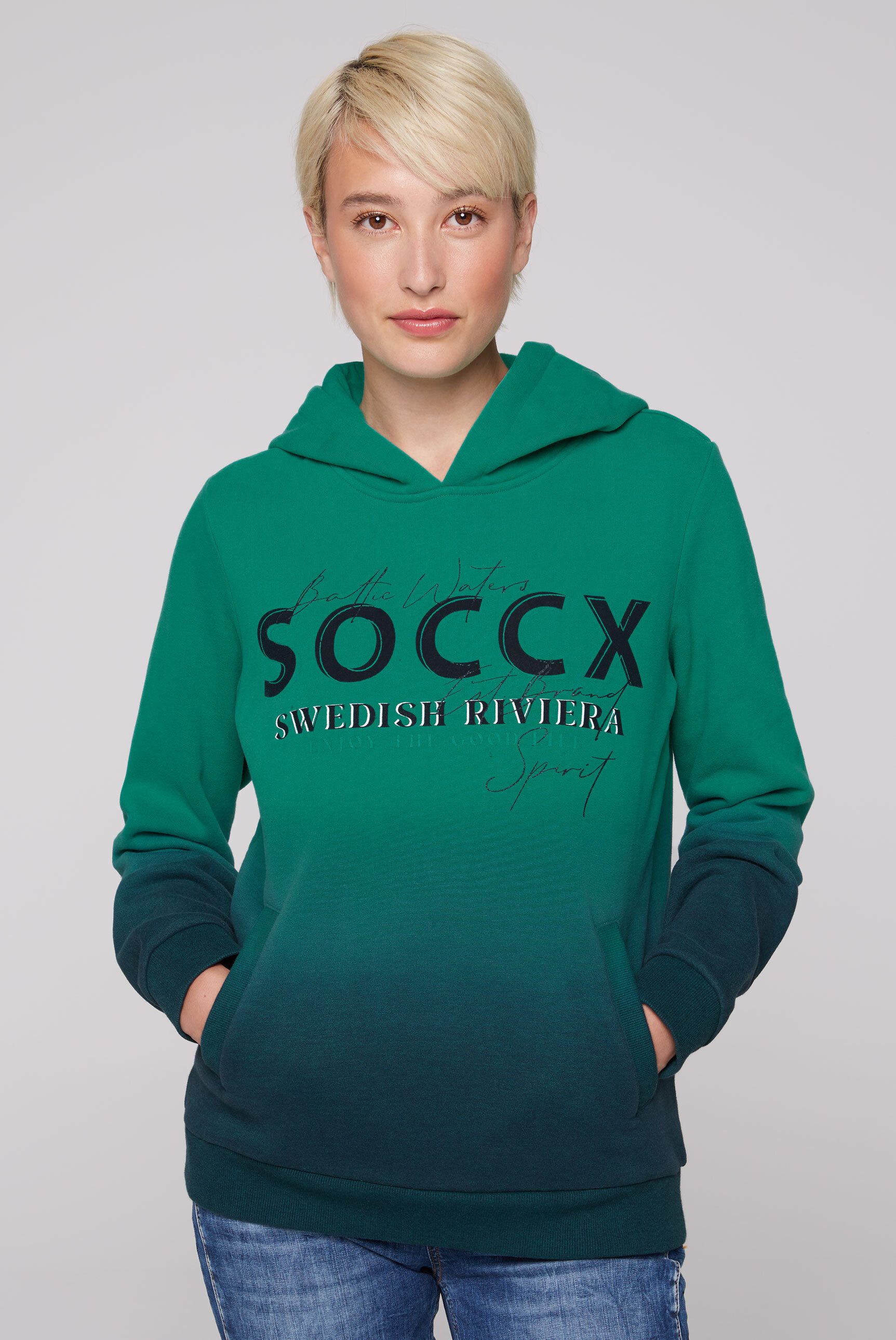 SOCCX Kapuzensweatshirt mit Glitzer-Effekten
