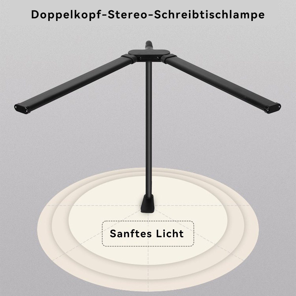 Dimmbar,USB-Tischlampe LED Schreibtischlampe DOPWii Doppelkopf-LED-Schreibtischlampen,Stufenlos