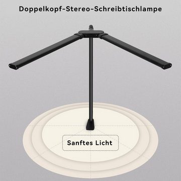 DOPWii LED Schreibtischlampe Doppelkopf-LED-Schreibtischlampen,Stufenlos Dimmbar,USB-Tischlampe