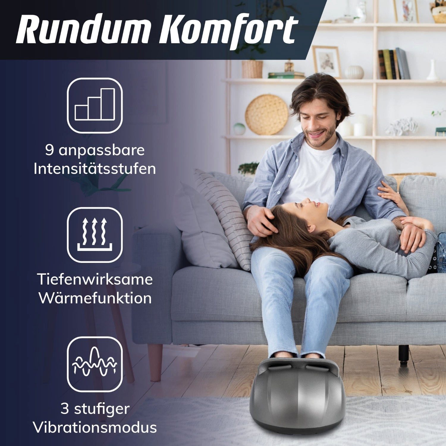 Fitleap Fußmassagegerät mit 9 Intensitätsstufen bis Schuhgröße 44, 5 Programmen, 3 Vibrations…