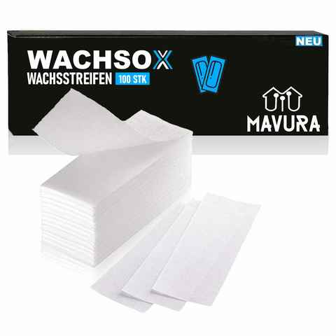 MAVURA Kaltwachsstreifen WACHSOX Vliesstreifen Warmwachs Kaltwachs Zuckerpaste Sugaring, Vlies Enthaarungsstreifen Haar Entfernung, Wachsstreifen Waxing Streifen Strips [100er Set]