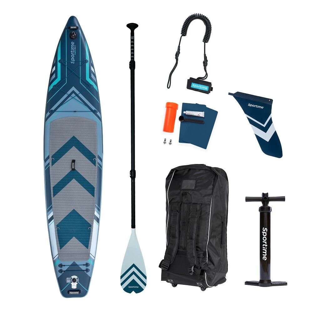 Sportime = 12'6 und T Paddling Touring-Set, X-Strong, Touring Board SUP-Board Board Up Seegleiter Gepäcknetz 3-fach Pro vorne Kanten-Verstärkung hinten Stand