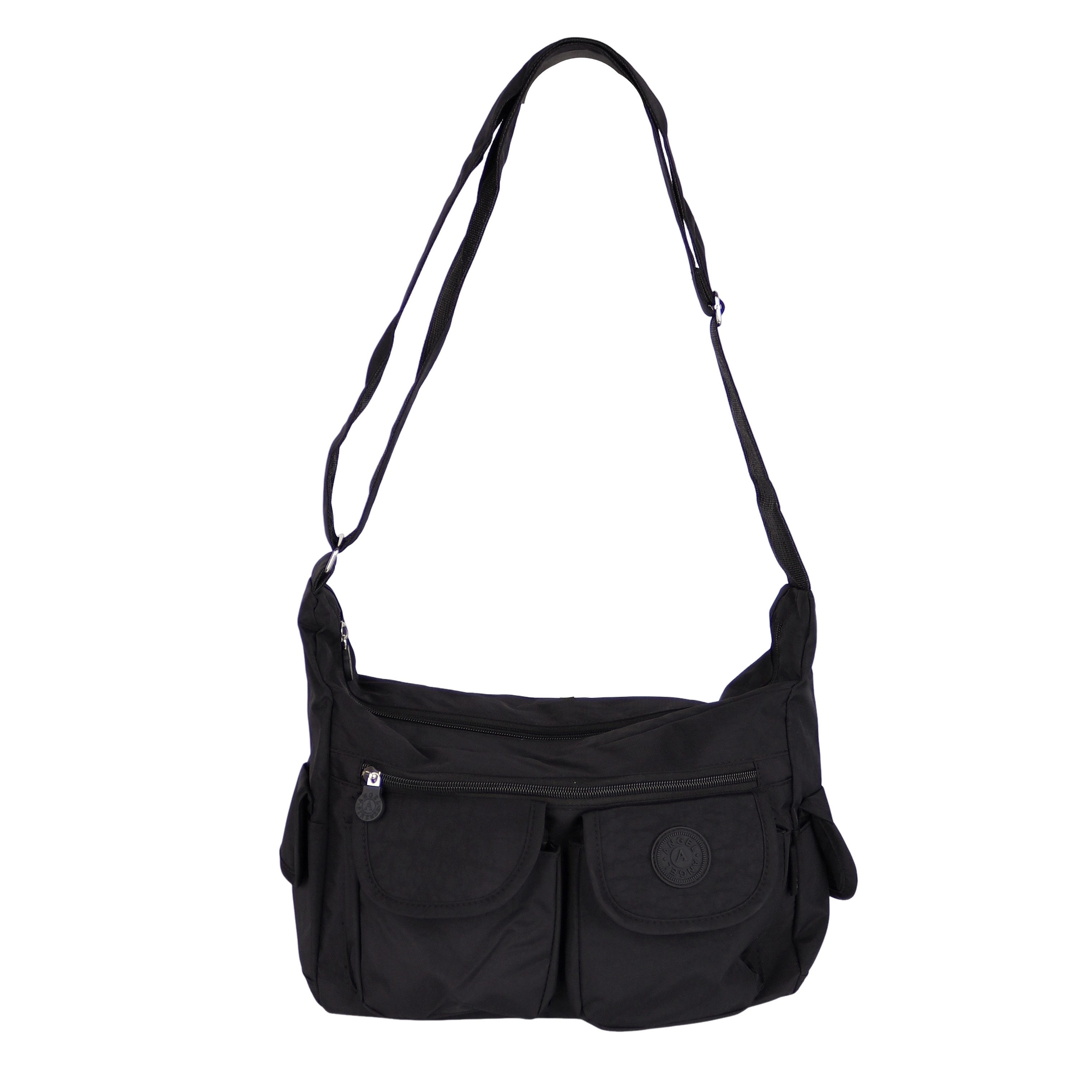 MIRROSI Umhängetasche Damen Stofftasche leicht – Schultertasche 32x21x11 cm, mittelgroß, mit vielen Fächern, verstellbarer Riemen