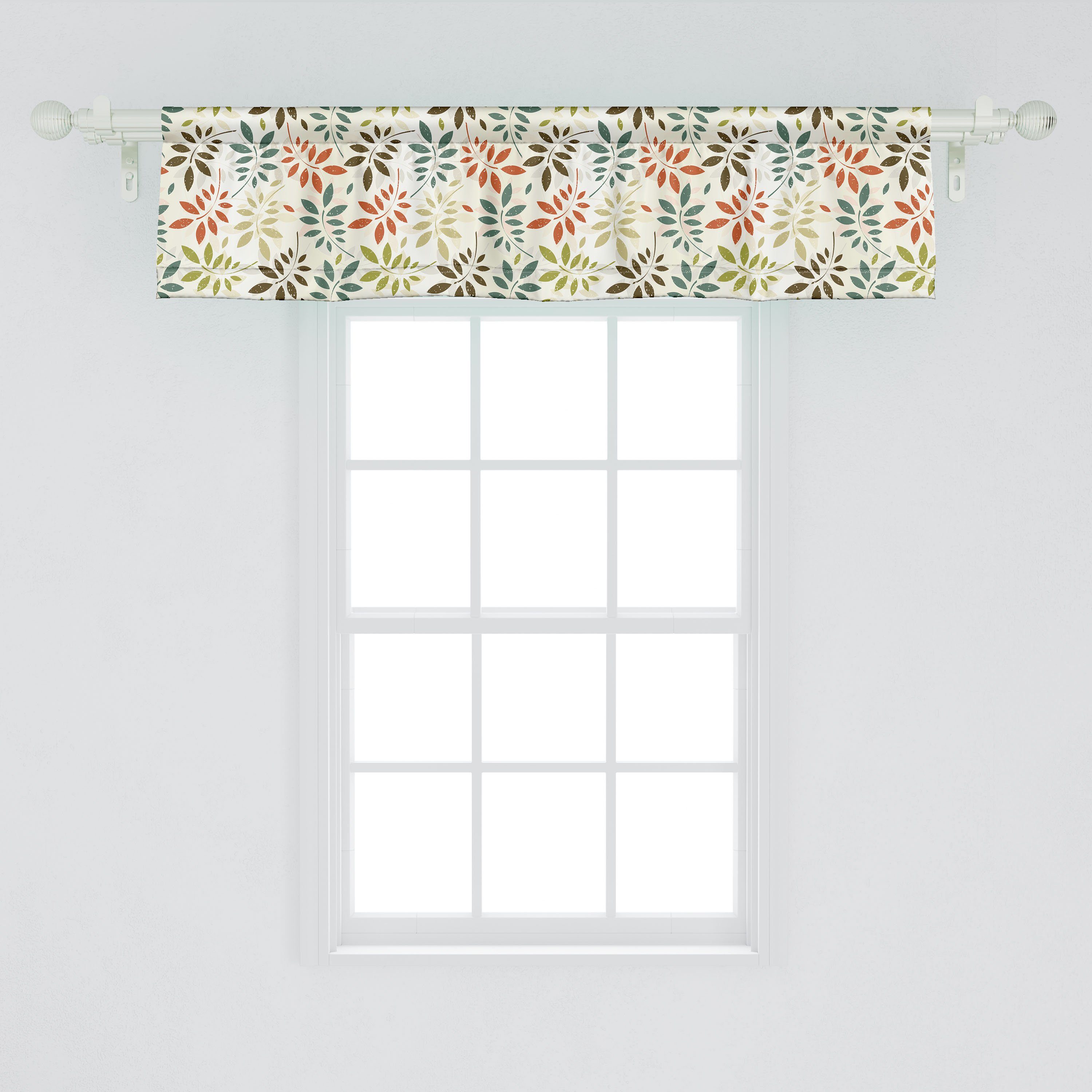 Scheibengardine Vorhang Volant für Küche Grunge Abakuhaus, Leaves Schlafzimmer mit Vintage Dekor Falling Microfaser, Stangentasche
