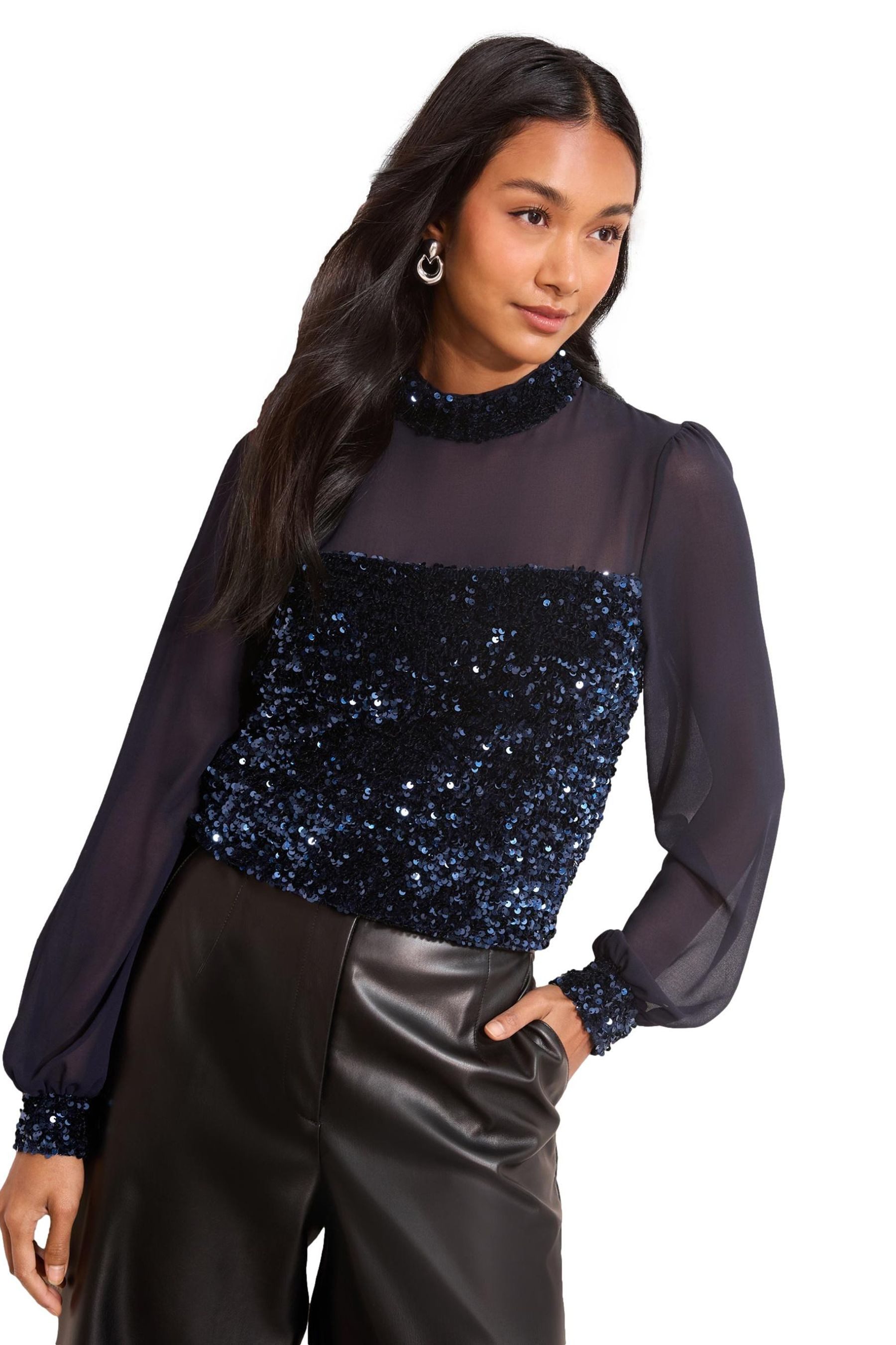 Friends Like These Paillettenshirt Friends Like These Bluse mit Stehkragen (1-tlg)