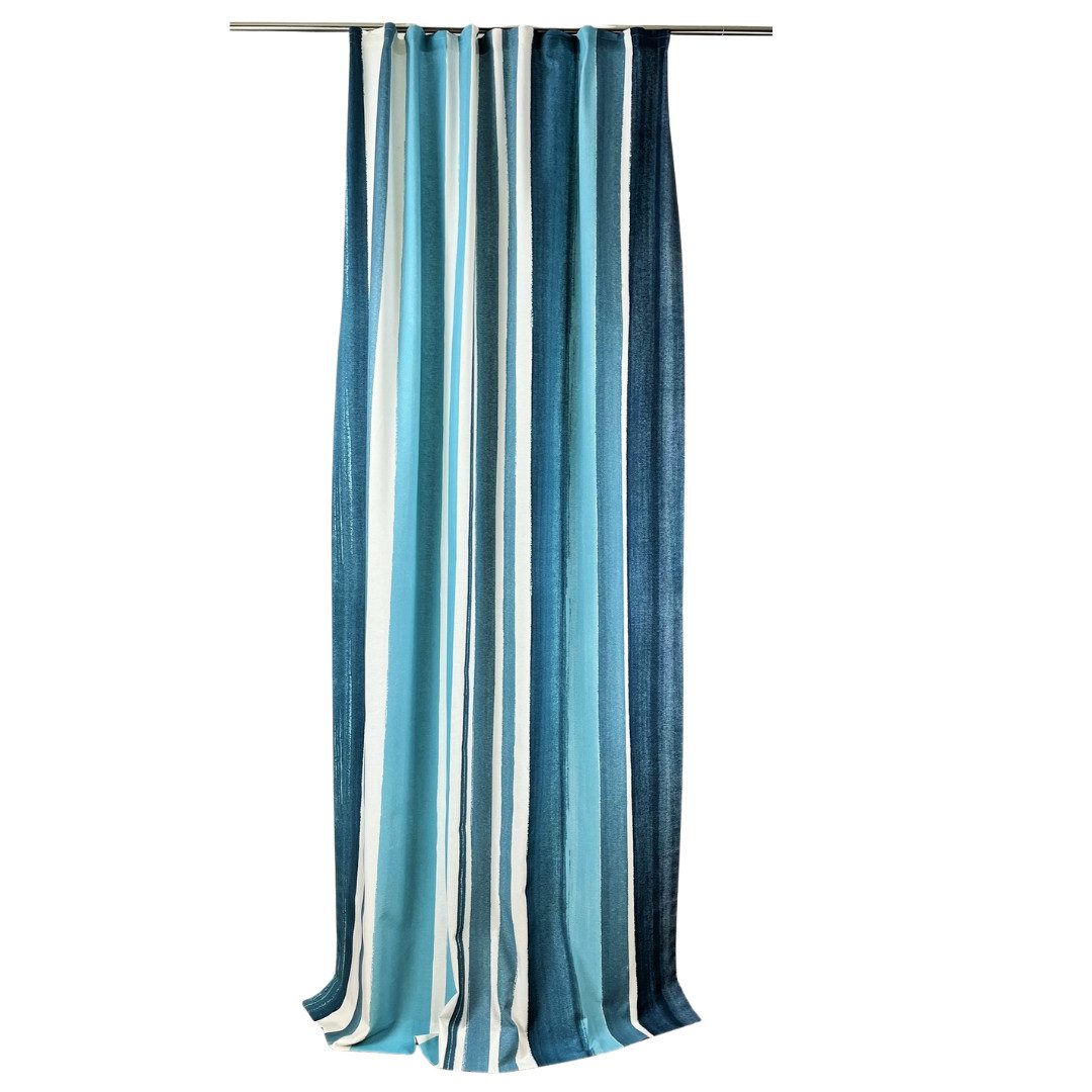 novumfix Gardine Dekoschal "Strand" blau-weiß gestreift Skandi-look 135x350cm(BxH), blickdicht, extra lang