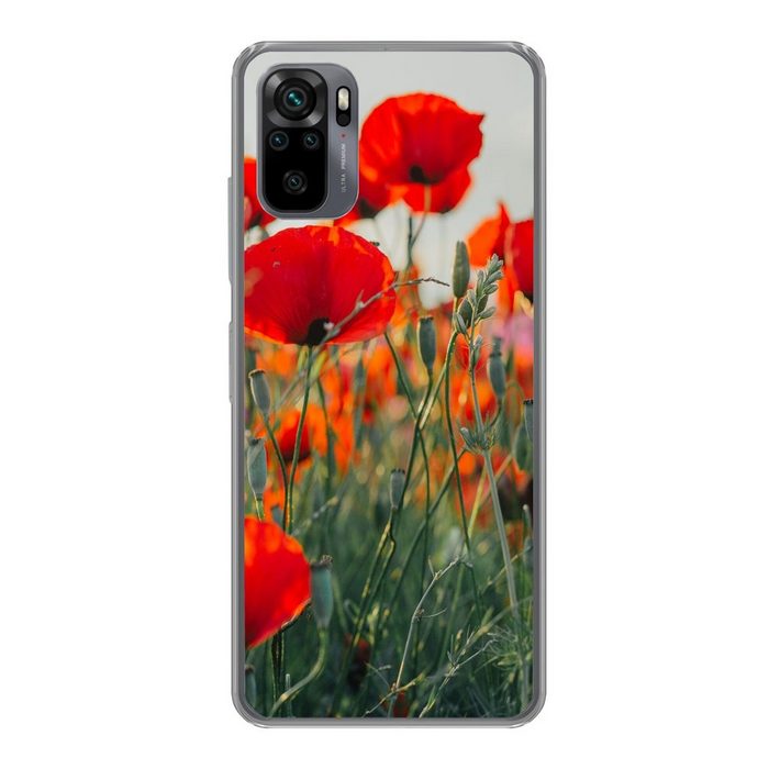 MuchoWow Handyhülle Mohn - Blumen - Rot - Lila - Wiese Phone Case Handyhülle Xiaomi Redmi Note 10 Pro Silikon Schutzhülle