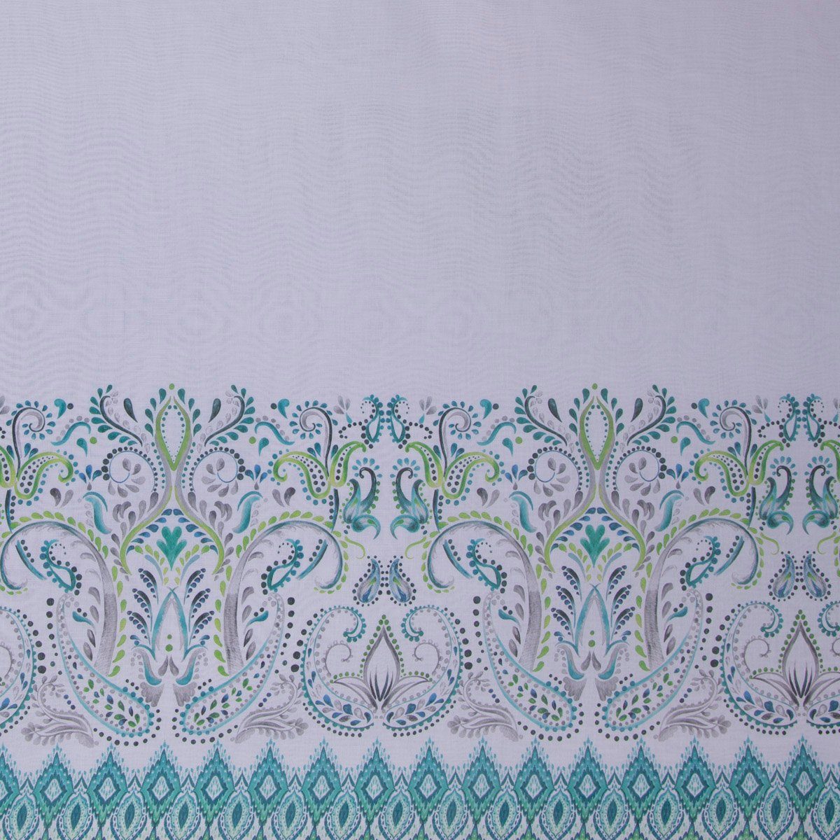 SCHÖNER LEBEN. Meterware Stores Bordüre Paisley Ranken weiß grün petrol gra günstig online kaufen