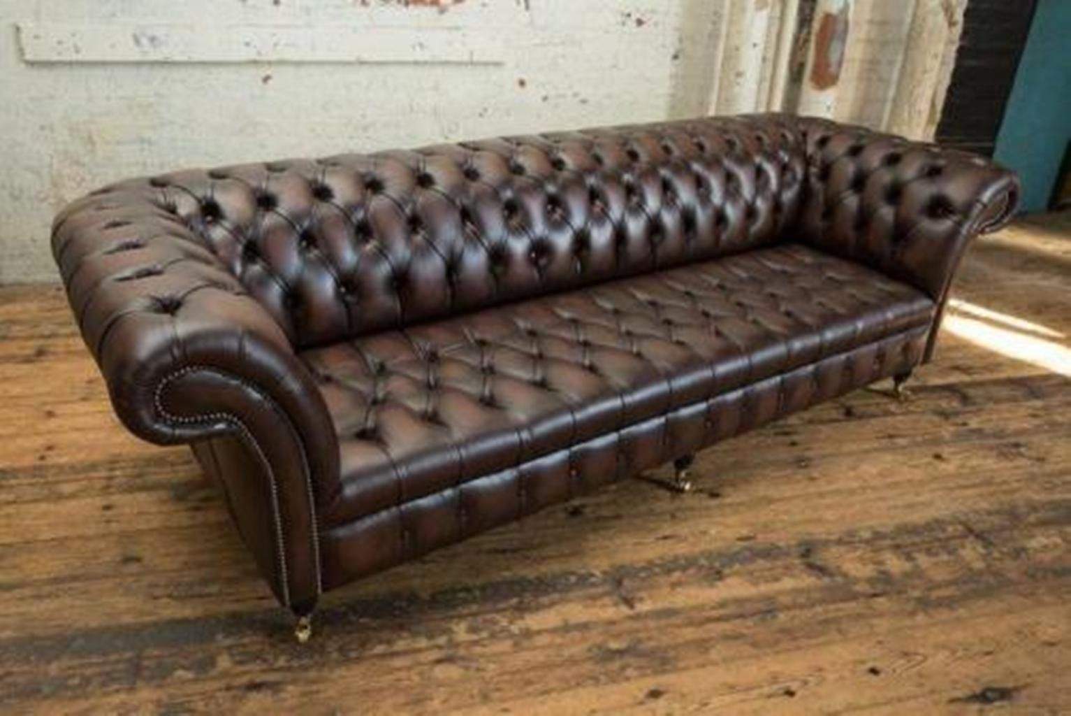 Sofa Wohnzimmer Couch 4 Sitzer Chesterfield Chesterfield-Sofa, Big Leder Couchen XXL JVmoebel