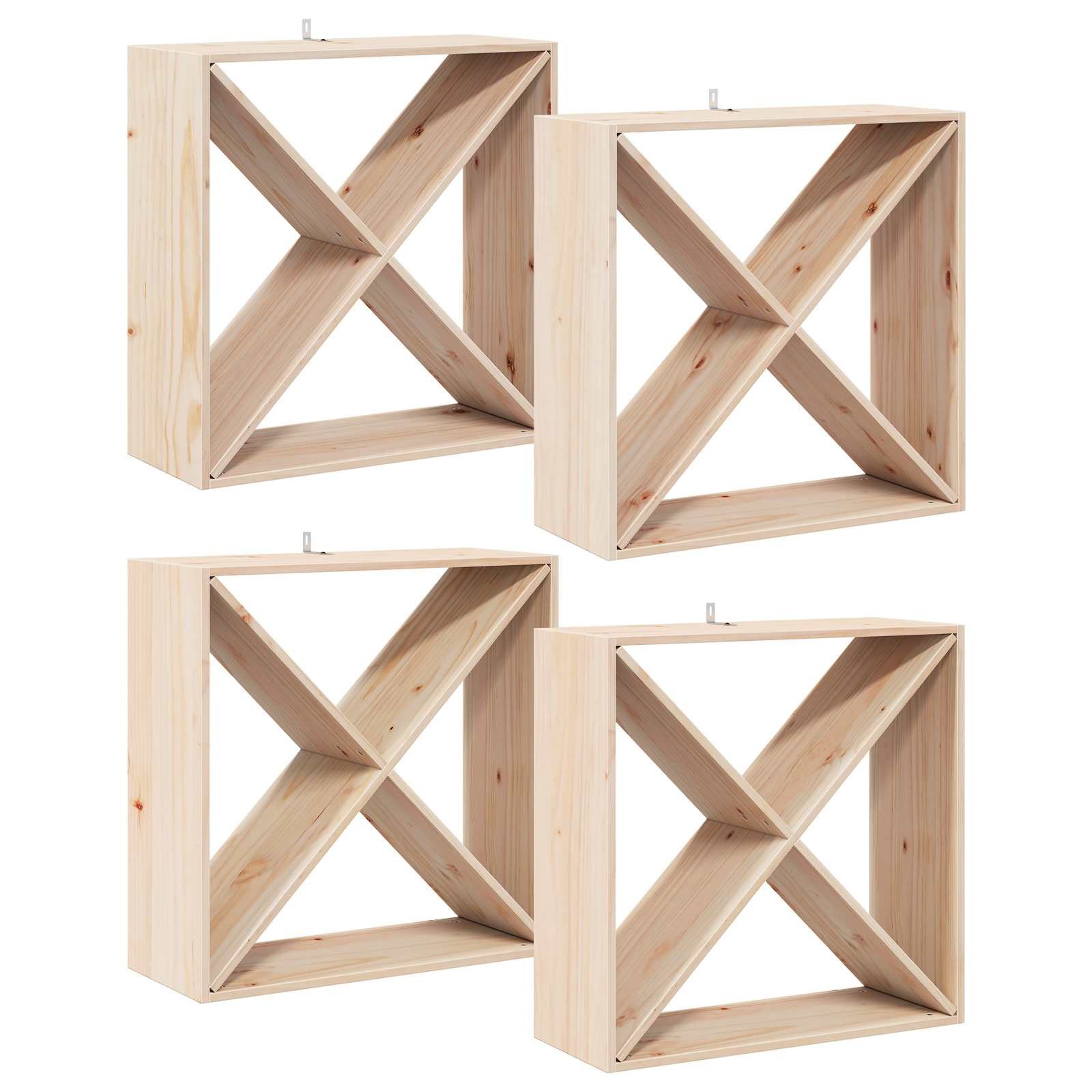 vidaXL Barschrank Weinregal 4 Stk. Natur 62 x 25 x 62 cm Massives Kiefernholz (4-St)