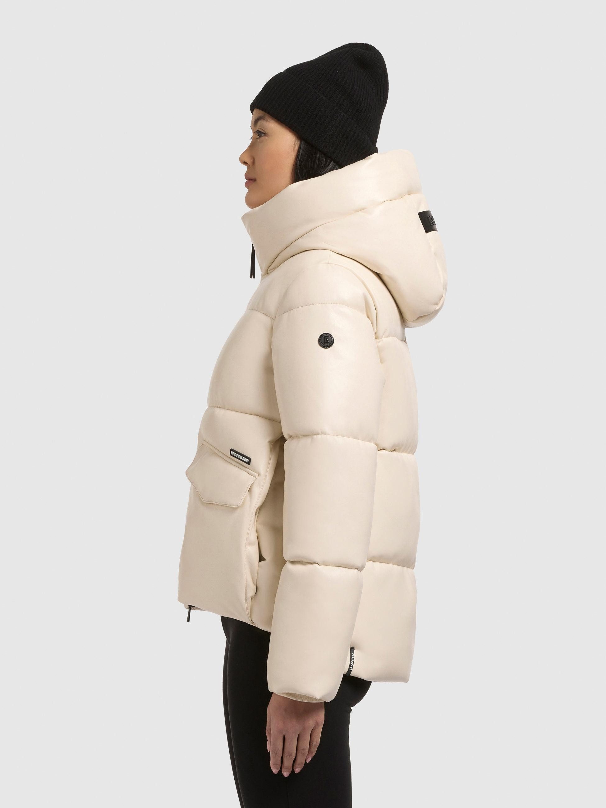 khujo Steppjacke Aurora Gesteppte Damen Winterjacke in Lederoptik