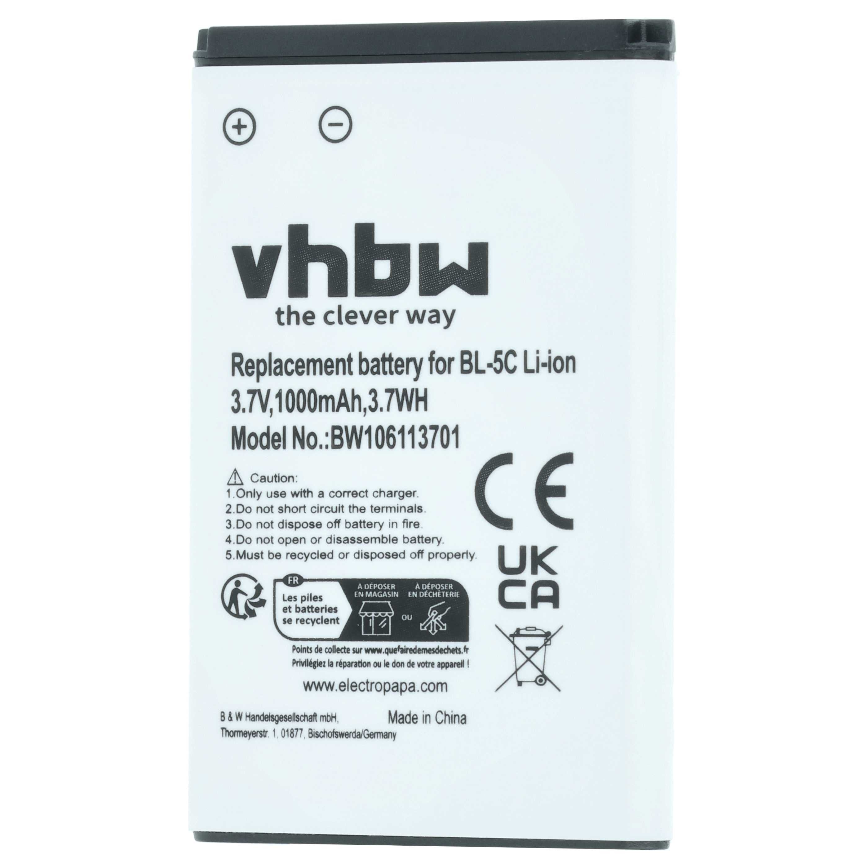 vhbw Akku passend für Doro 6041, 6060, 7001H, 6821, 6880, 6881, 6060 ECO, Smartphone-Akku Akku Li-Ion 1000 mAh (3,7 V, 1 St), Leistungsfähiger Austausch-Akku für Telefon, Smartphone