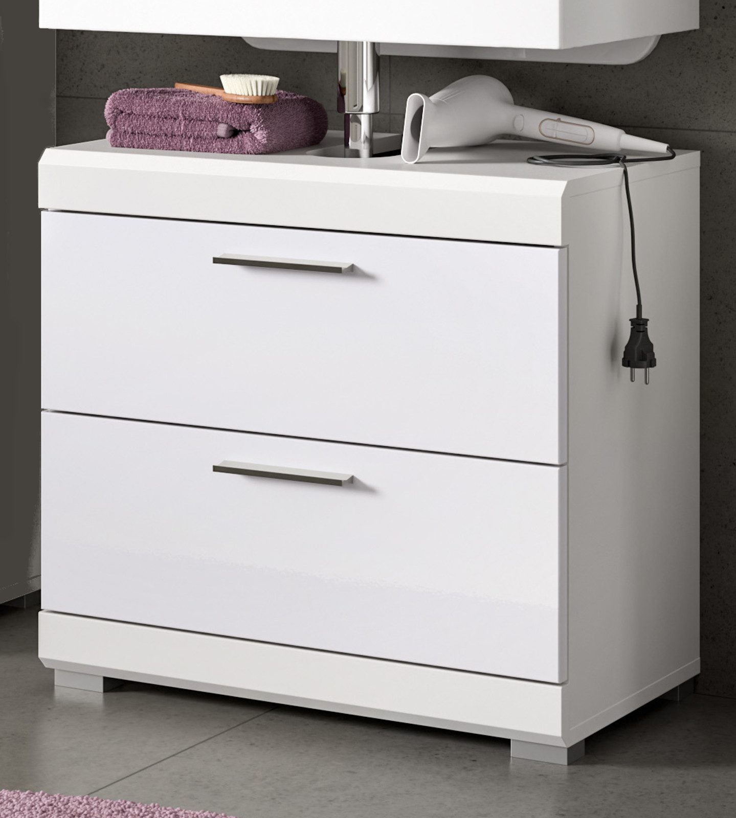 Inn.Furn Waschbeckenunterschrank Shawn (Badschrank in weiß Hochglanz, 60 x günstig online kaufen