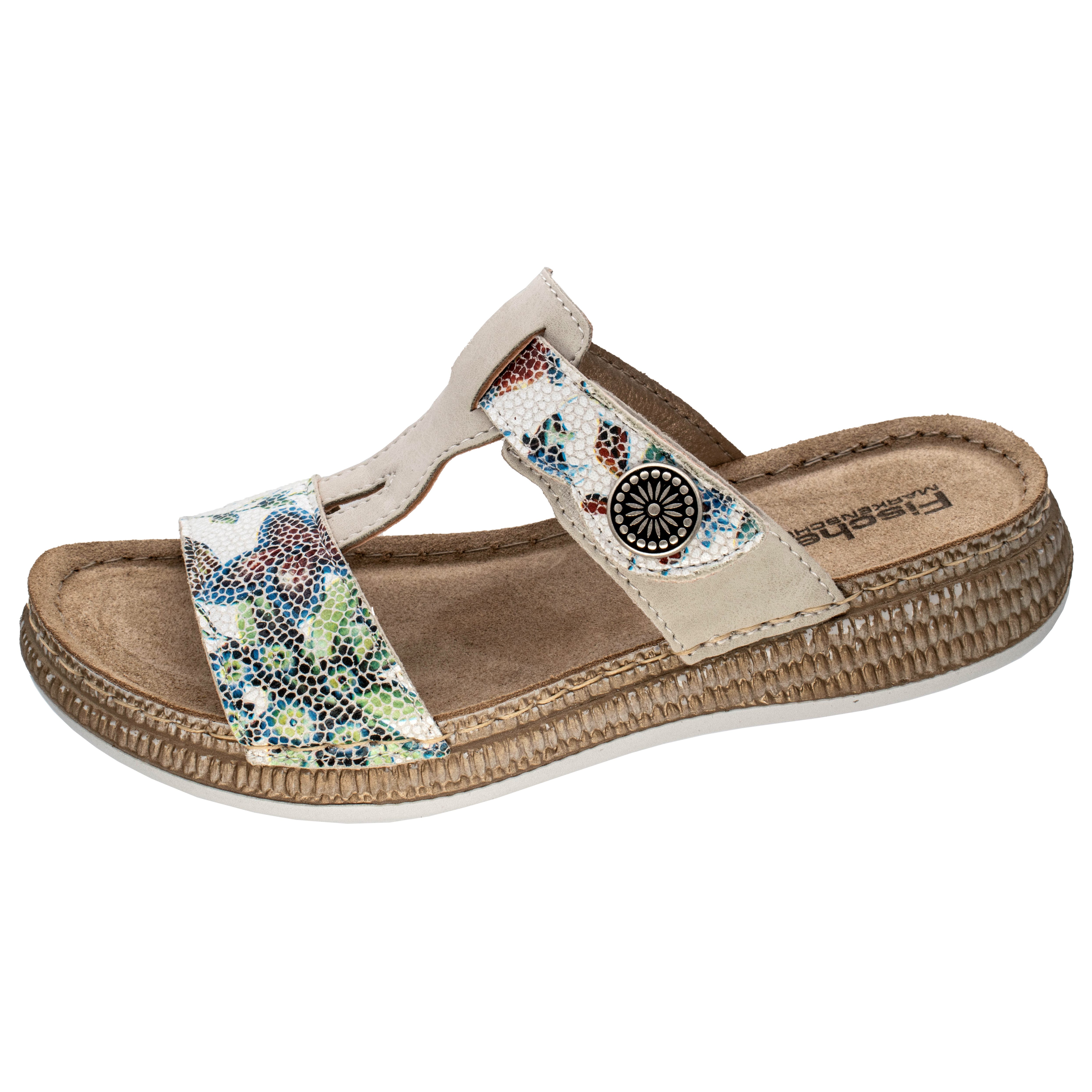 Fischer-Markenschuh Steffi Pantolette aus Nappalino (Lederimitat), Fleecefutter, mit gepolstertem Fußbett