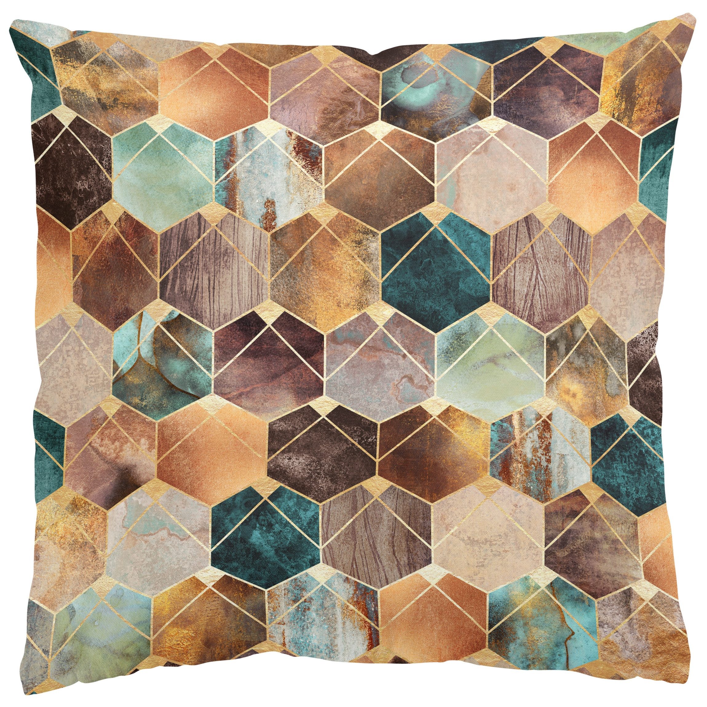 Bilderdepot24 Dekokissen drinnen Kissenhülle/ Sofakissen/ Zierkissen Kissenhülle gold Muster Ab, Bezug Aquarell mit / ohne Füllung Zierkissen Outdoor Sofa Bett