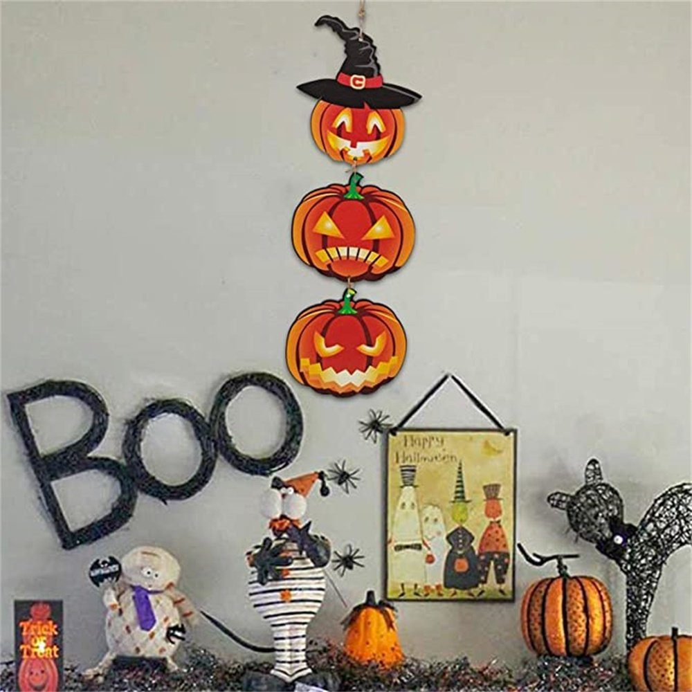 DreifachTürschilder der Halloween Aufhängen zum Dekohänger Kürbisse HALWEI Haustür,Happy