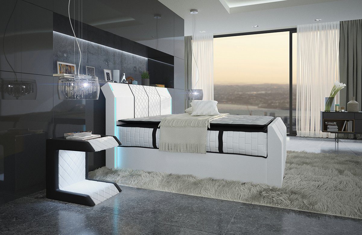 Sofa Dreams Boxspringbett Paris inkl. Matratze & Topper mit LED-Beleuchtung, Bett mit Kunstleder Premium Bezug und in versch. Liegemaßen