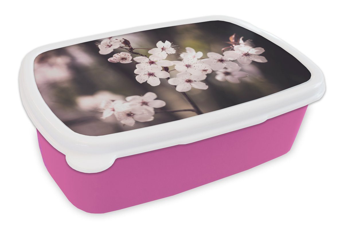 Brotdose (2-tlg), Weiß Kunststoff, Natur für Pflanze - Kinder, Kunststoff Snackbox, Blüte, Brotbox Mädchen, Blumen MuchoWow - Lunchbox rosa Erwachsene, - -