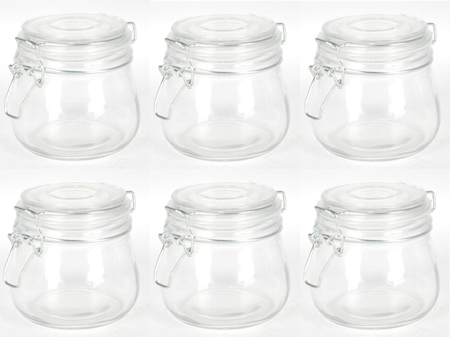 BURI Vorratsdose 6er-Set Drahtbügelglas 0,5L Einmachgläser Einweckglas Vorratsglas Marm, Glas