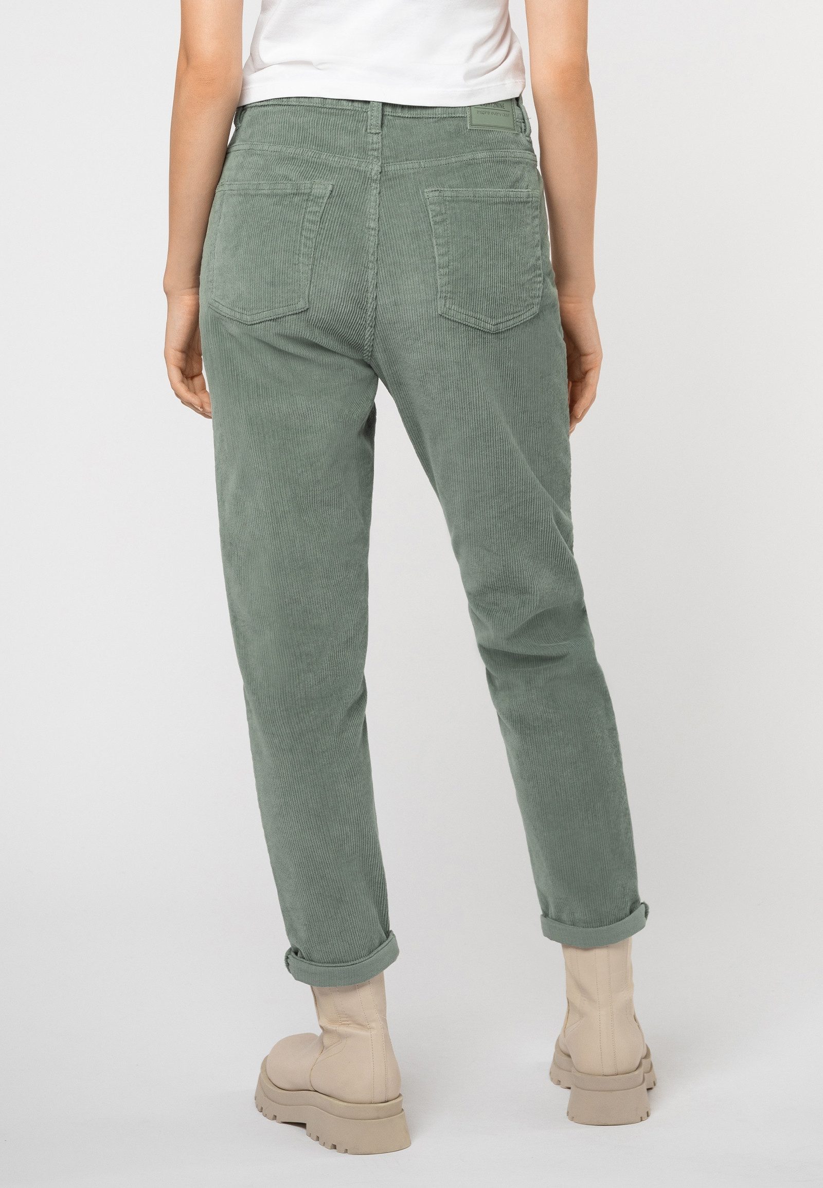 Eight2Nine Stoffhose Damen Kordhose MOM Fit mit Aufschlag 5 Pocket, Gürtelschlaufen