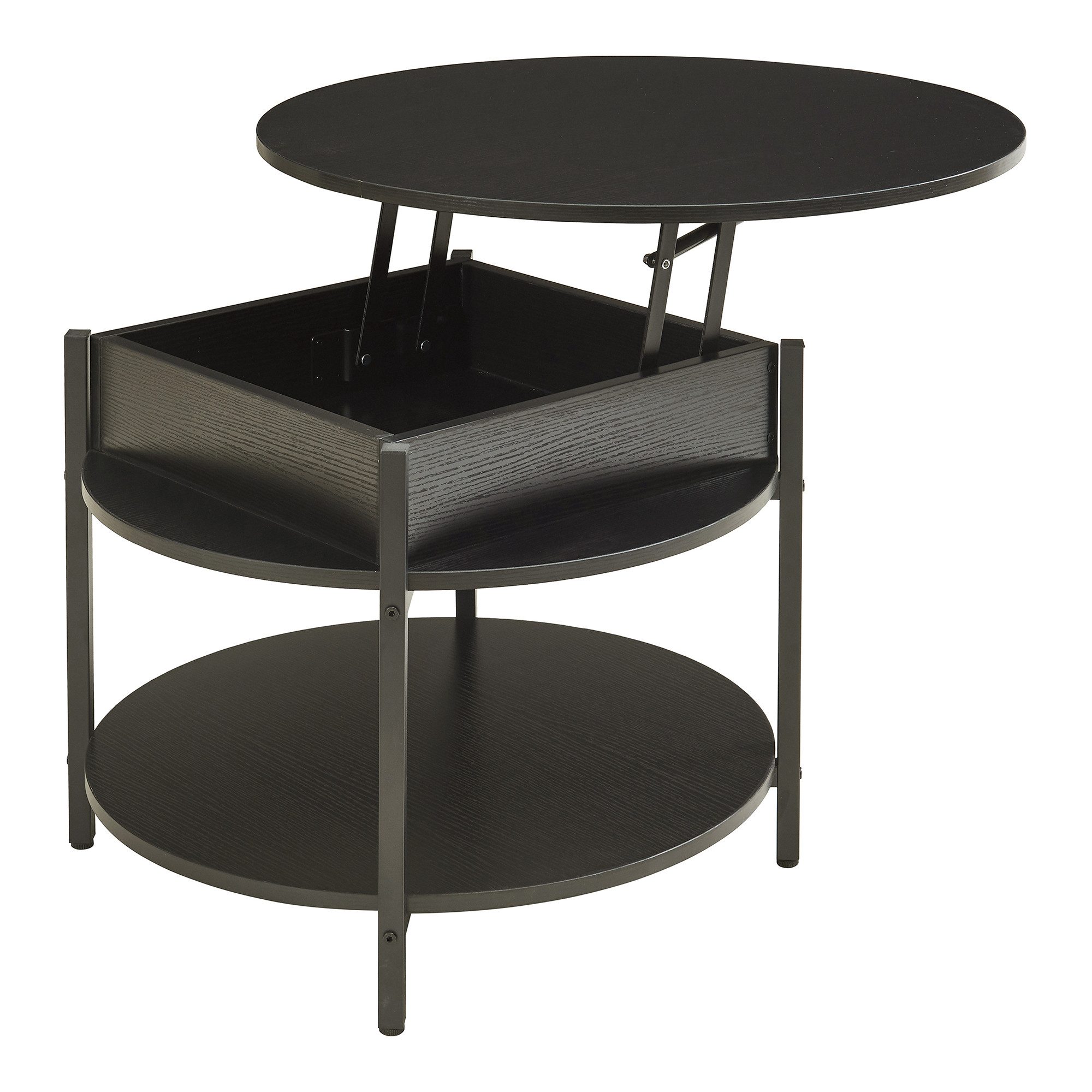 en.casa Couchtisch, »Kandas« mit Hebeplatte rund 70 x 49 cm Schwarz günstig online kaufen